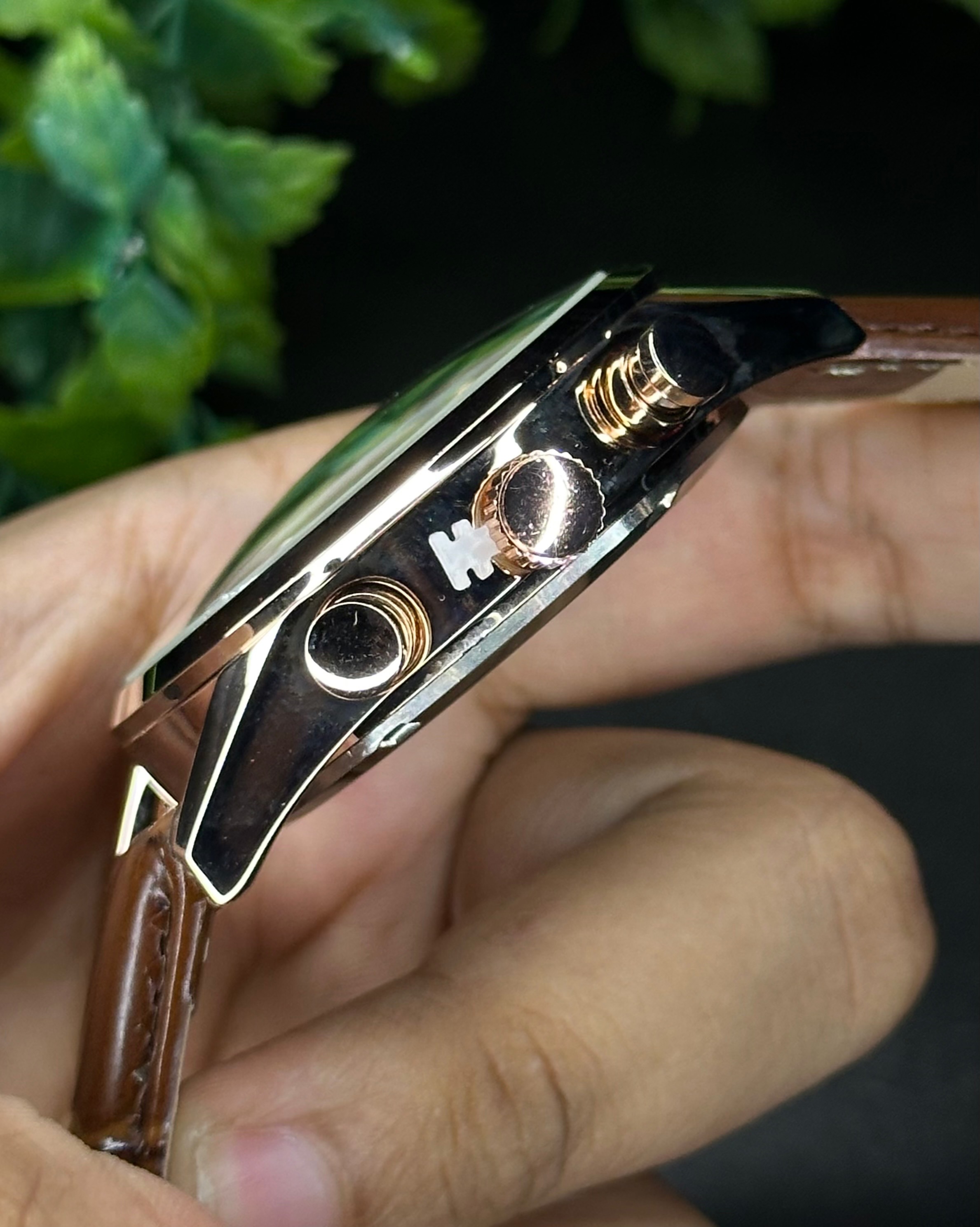 TAG HEUER CARRERA CHRONOGRAPH ROSE GOLD CASE BROWN BELT WHITE DIAL (AA)_img_2