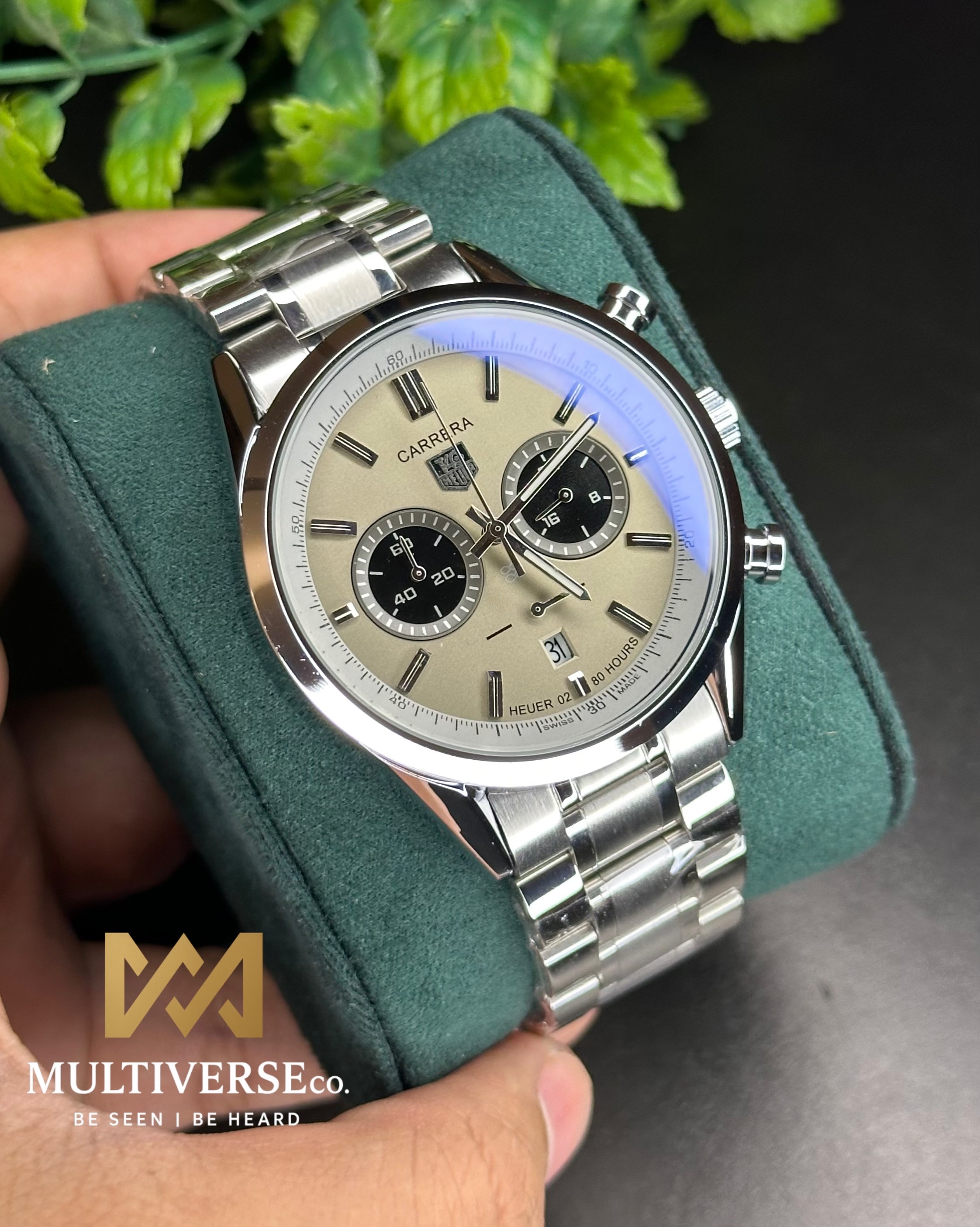 TAG HEUER HERITAGE SPORT CHRONOGRAPH ASH PANDA DIAL STEEL BRACELET (AA)_img_8