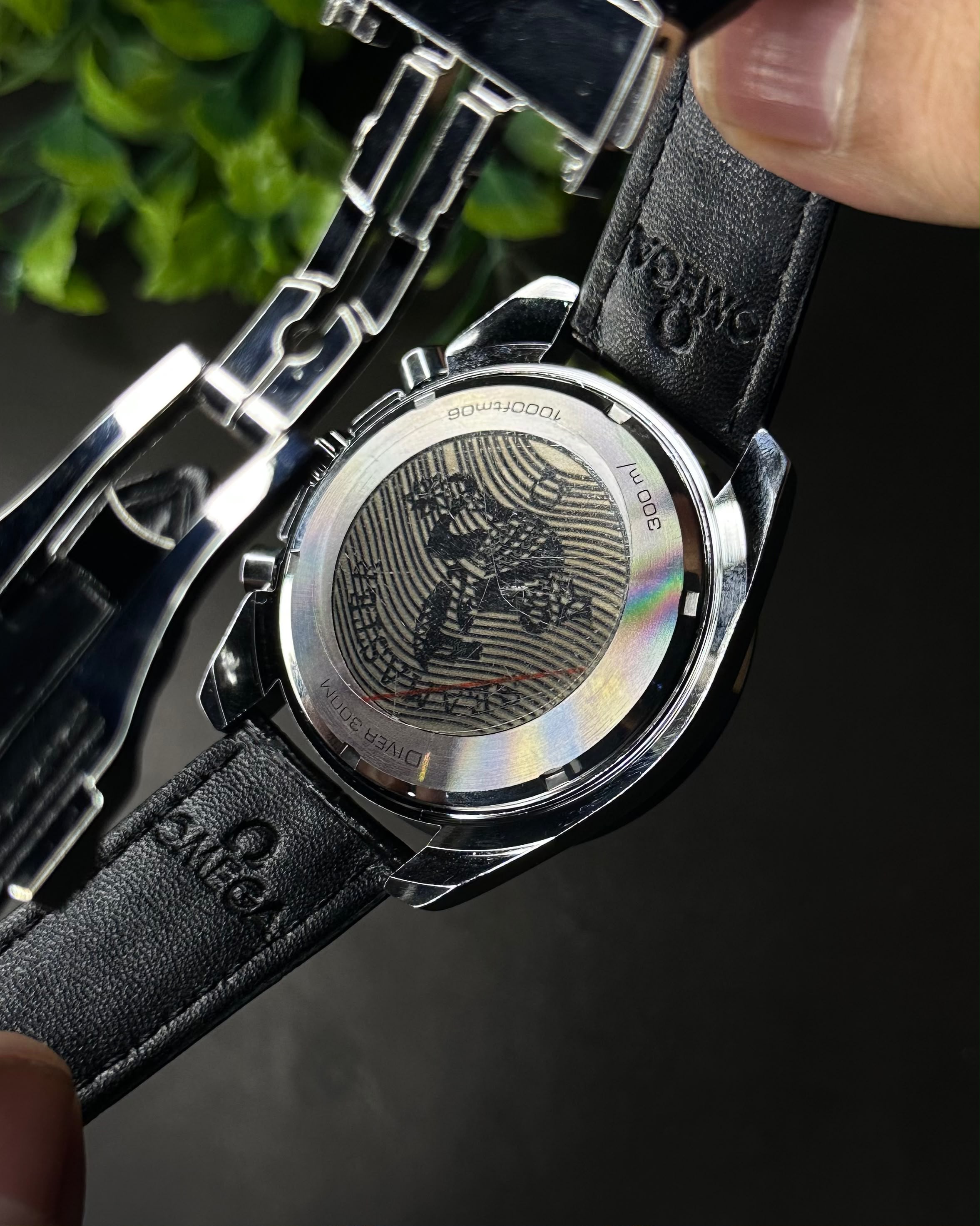 OMEGA SPEEDMASTER RACING CHRONO BLACK LEATHER BLUE DIAL WATCH_img_7