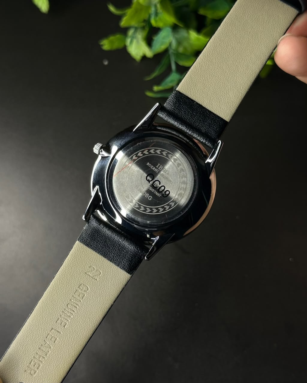IBSO MINIMALIST SUNBURST LEATHER BLACK STRAP BLACK DIAL WATCH B2806G_img_5