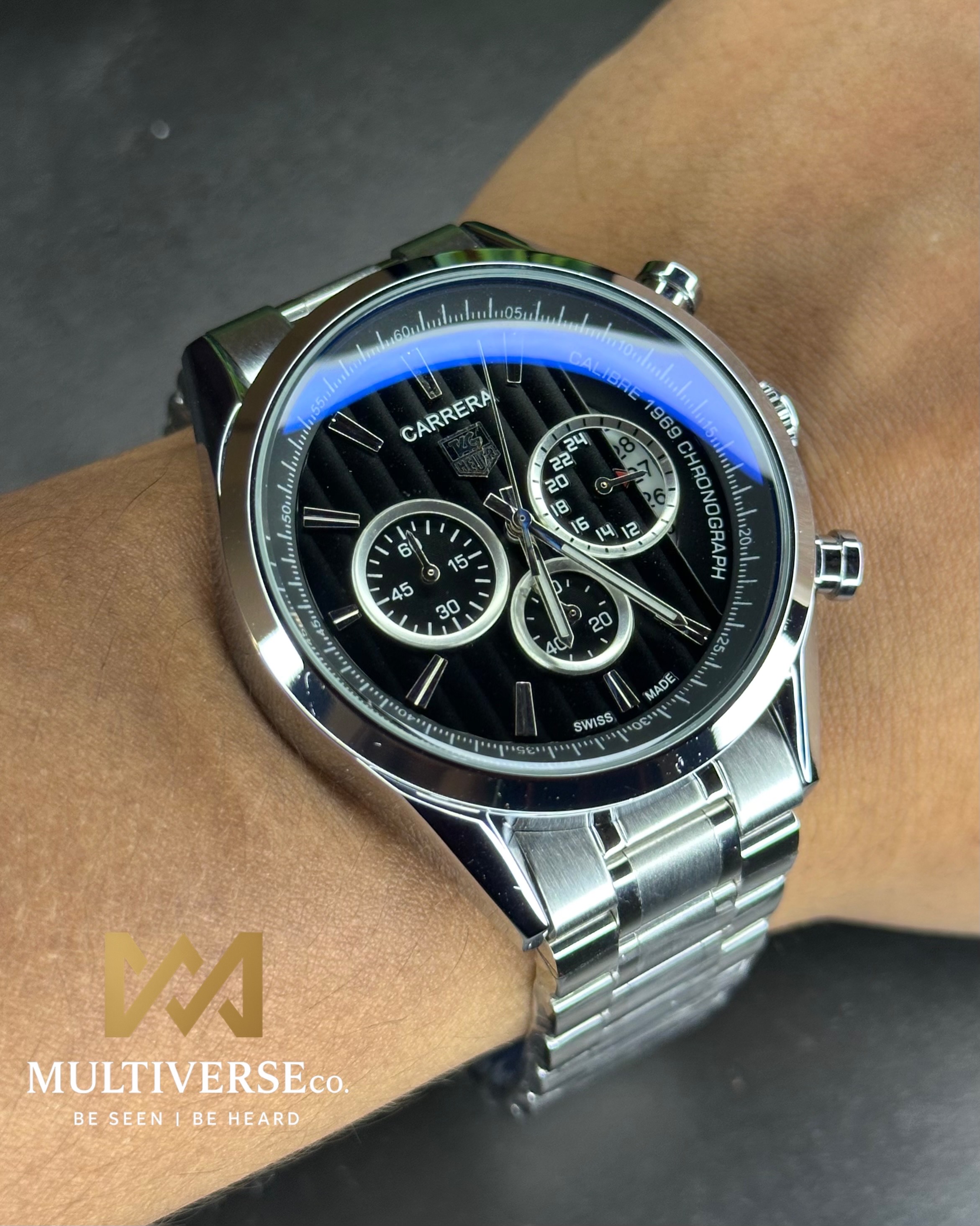 TAG HEUER CARRERA CALIBRE 1969 BLACK DIAL CHRONOGRAPH (AA)_img_3