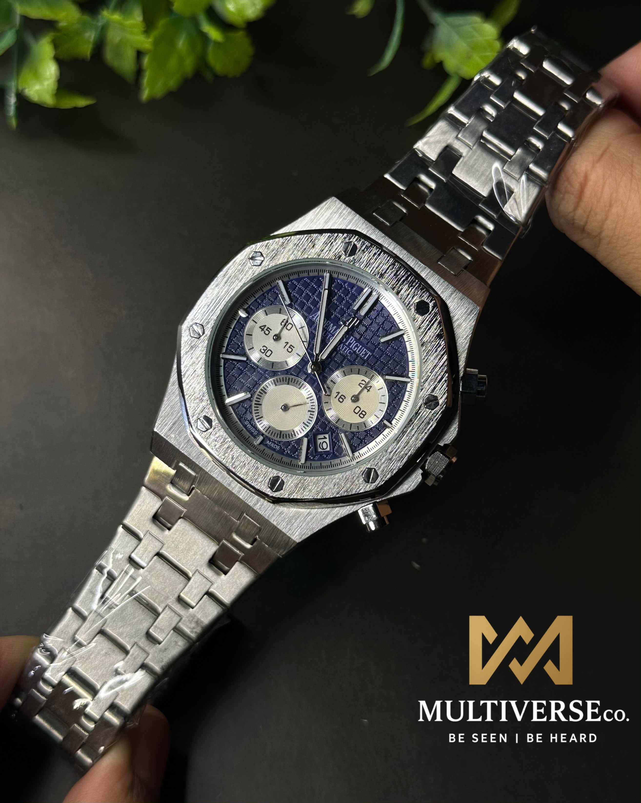 AP ROYAL OAK CHRONO SILVER TONE BLUE DIAL WATCH_img_1