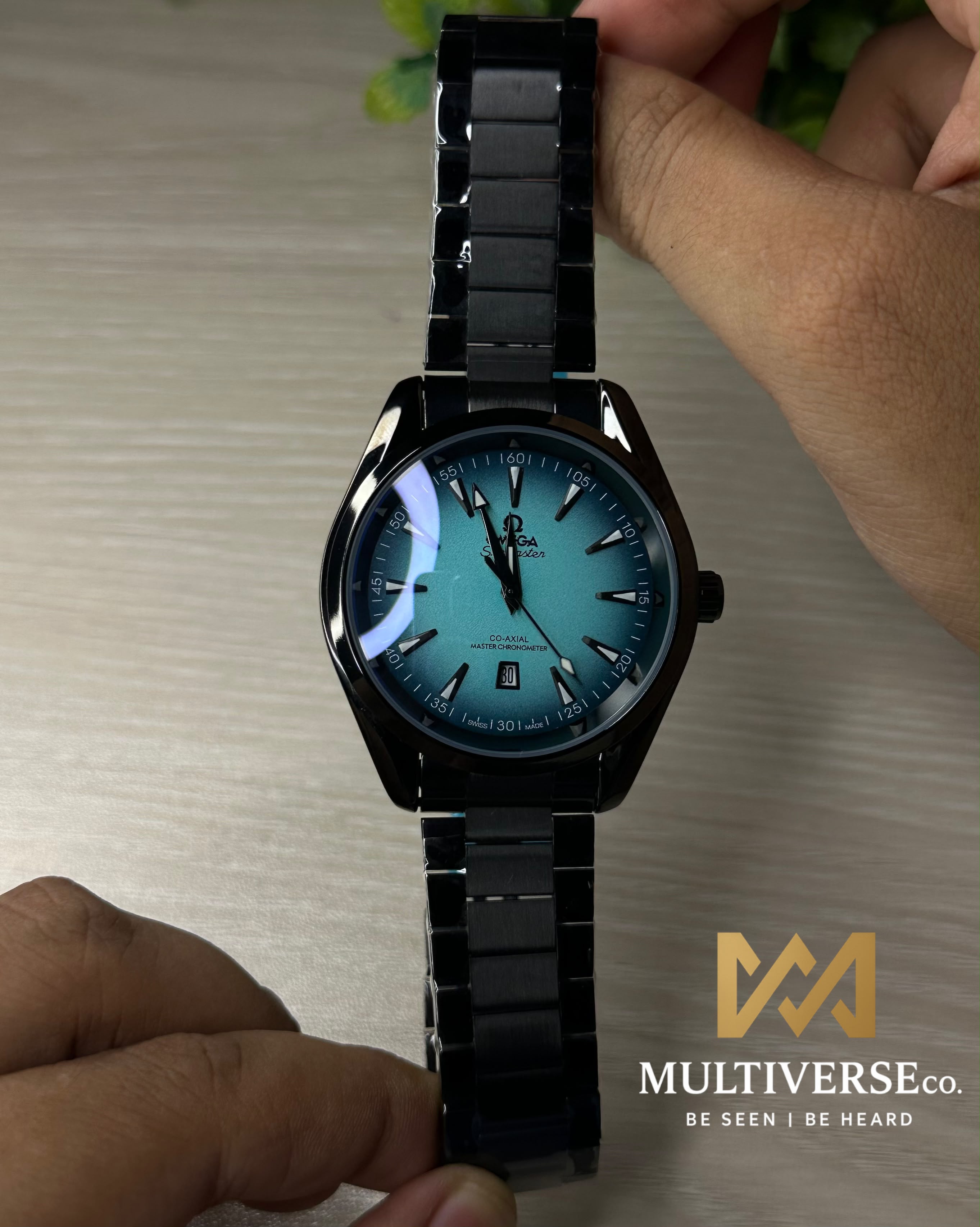 OMEGA AQUA TERRA SHADES TIFFANY BLACK CHAIN QUARTZ MOVEMENT_img_4