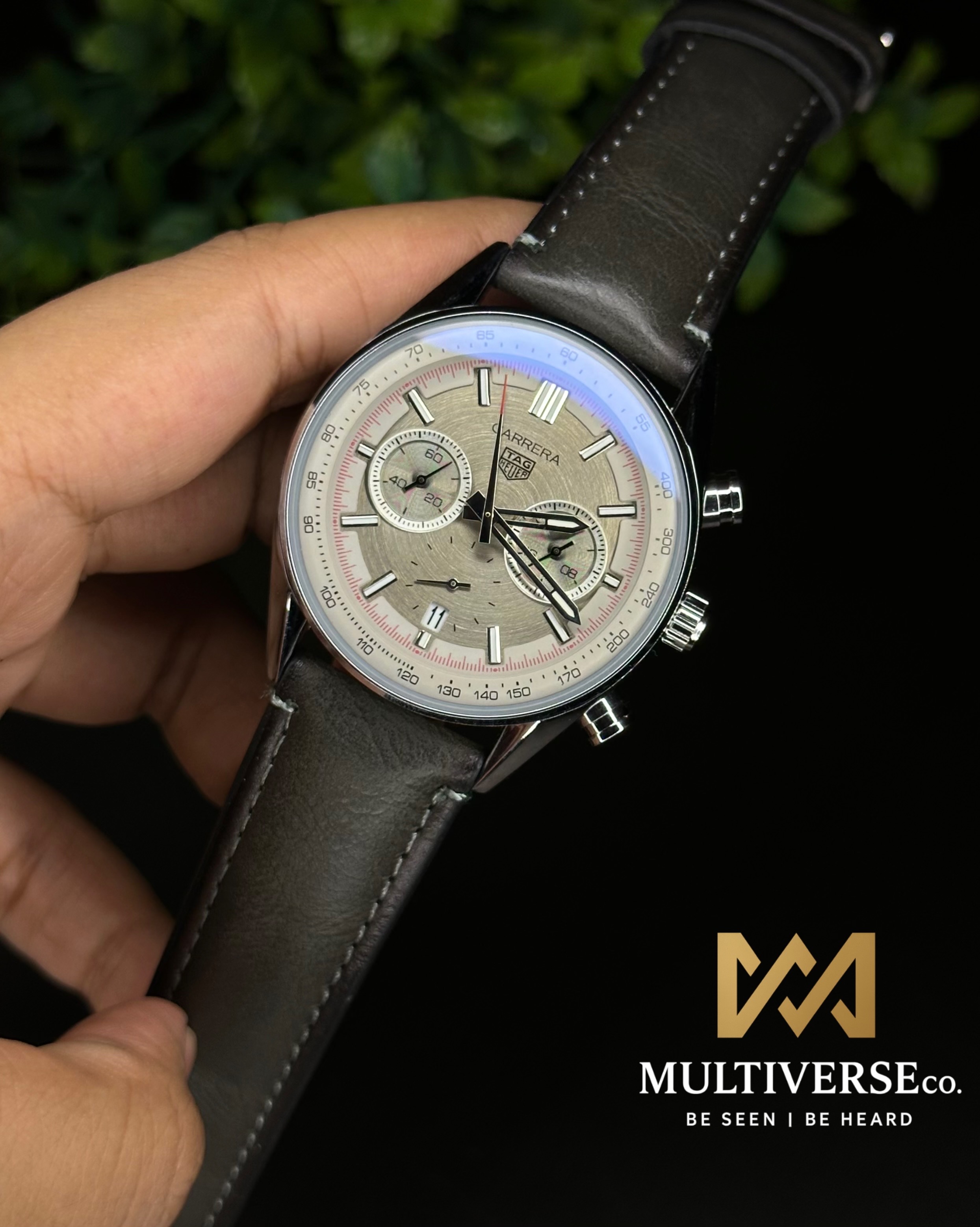 TAG HEUER CARRERA CHRONOGRAPH ASH DIAL GREY BELT (AA)_img_0