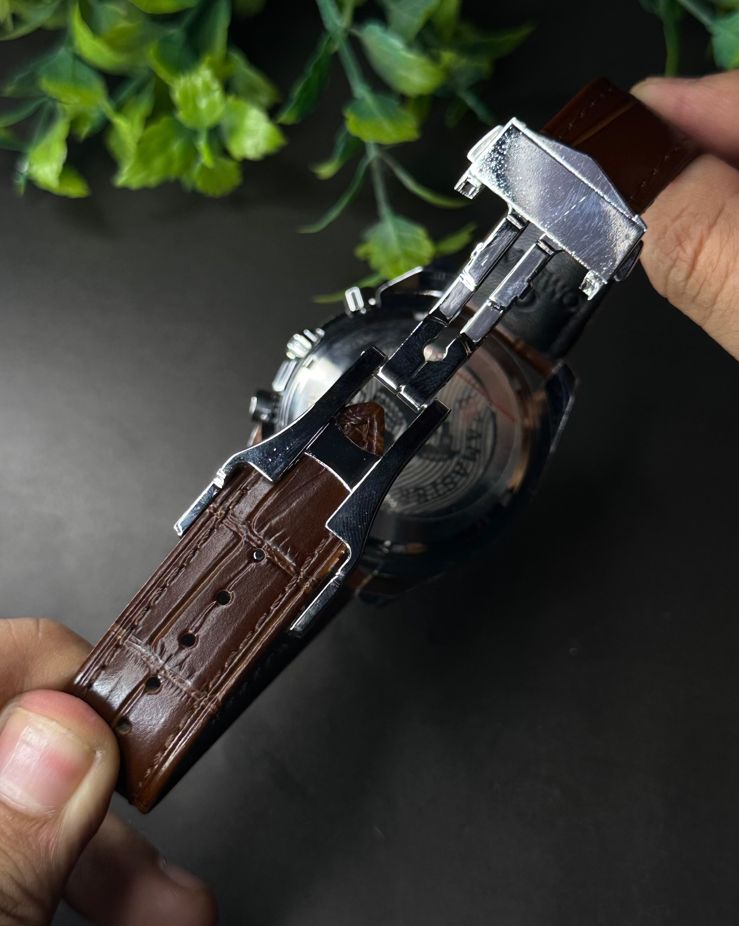 OMEGA SPEEDMASTER RACING CHRONO BROWN LEATHER BLUE DIAL WATCH_img_5