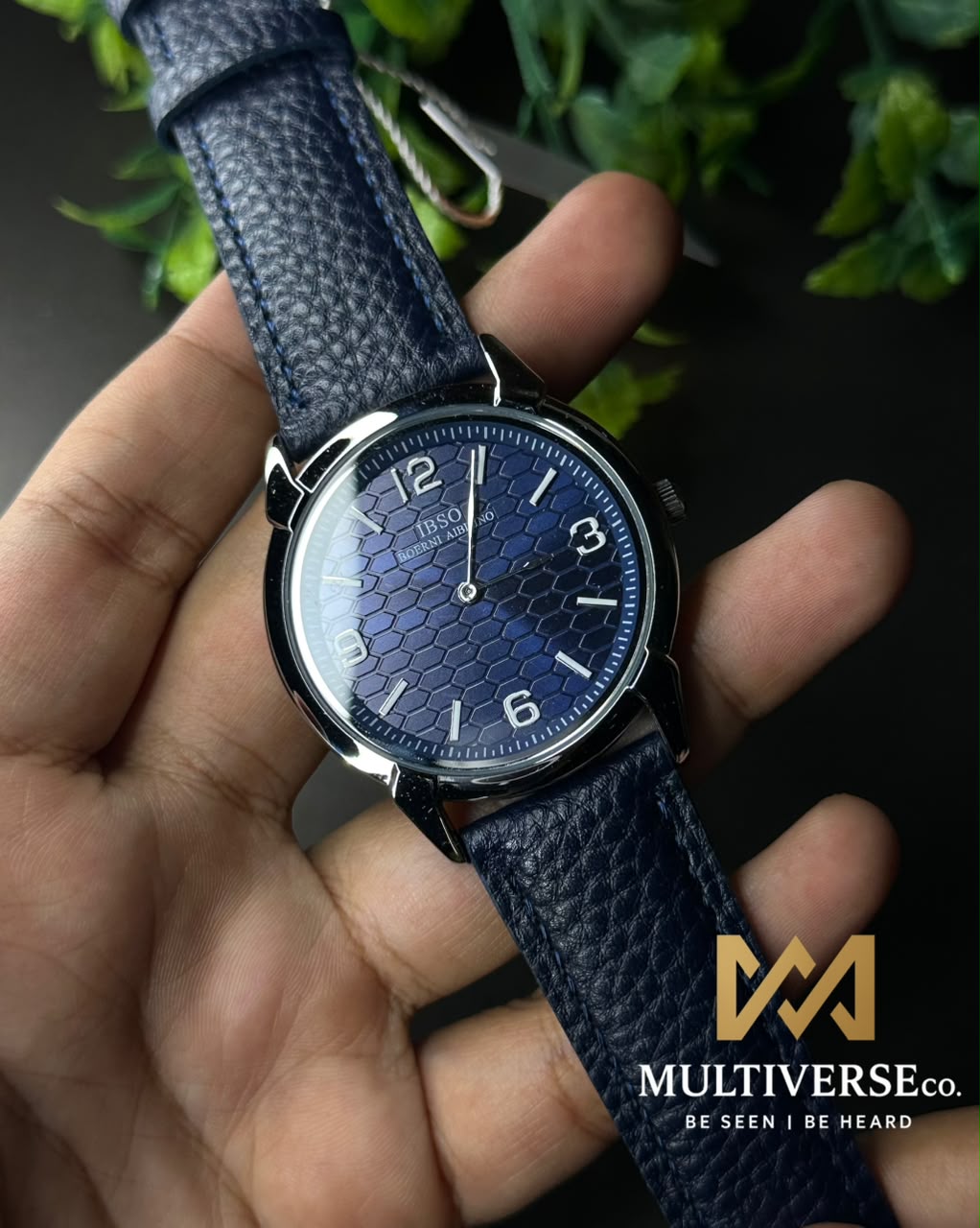 IBSO HONEYCOMB BLUE DIAL BLUE LEATHER WATCH B2366G_img_2