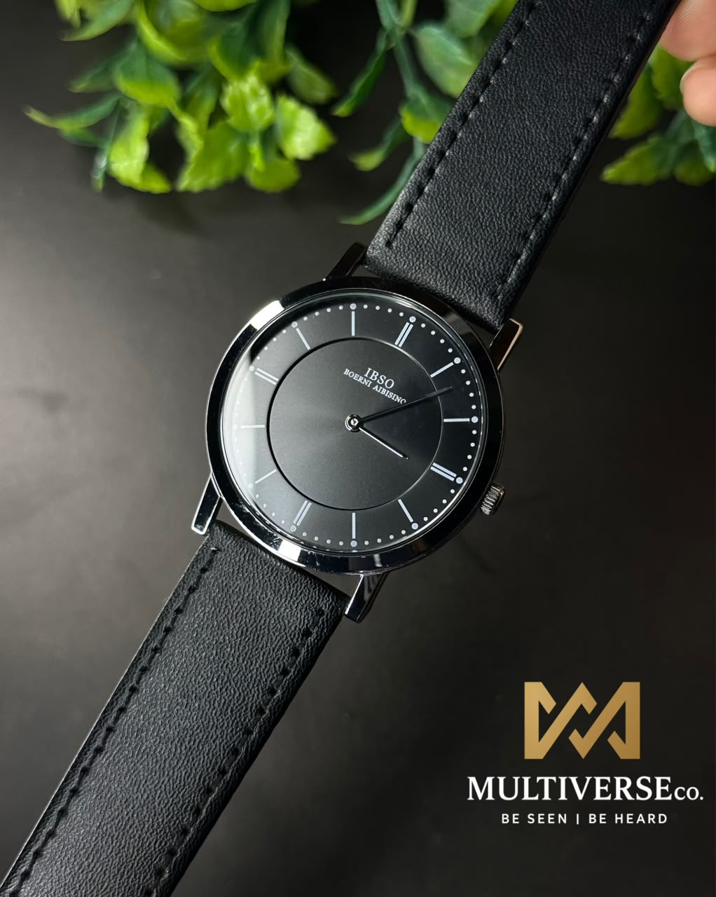 IBSO SECTOR DIAL MINIMALIST BLACK LEATHER BLACK DIAL WATCH B2839G_img_0
