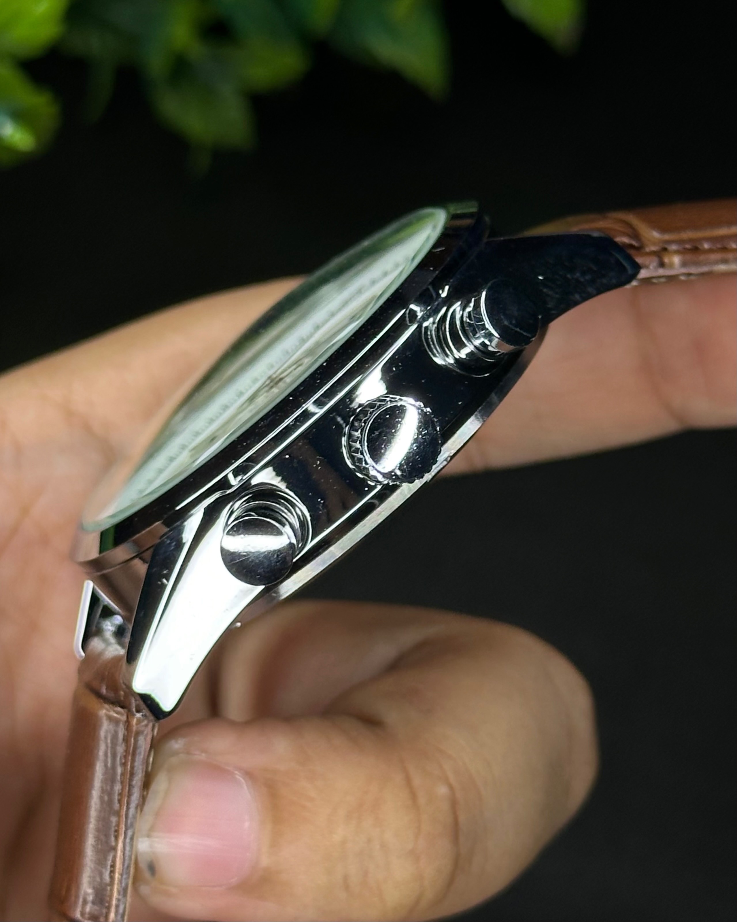 TAG HEUER CARRERA CHRONOGRAPH SILVER CASE BROWN BELT WHITE DIAL (AA)_img_1