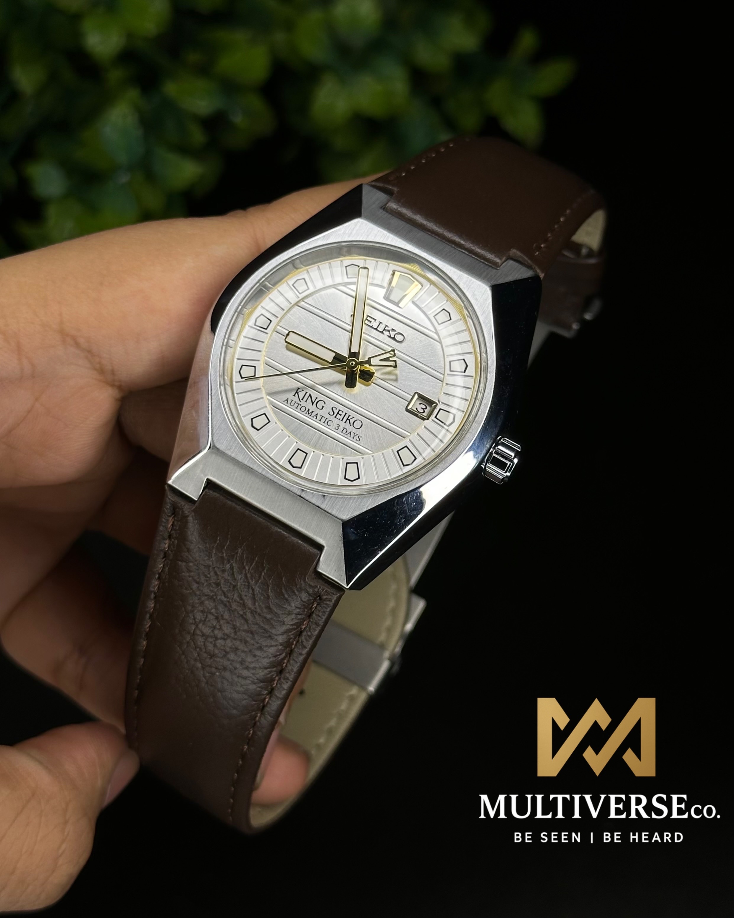 KING SEIKO HERITAGE AUTOMATIC WHITE DIAL BROWN BELT (SEMI AAA)_img_0