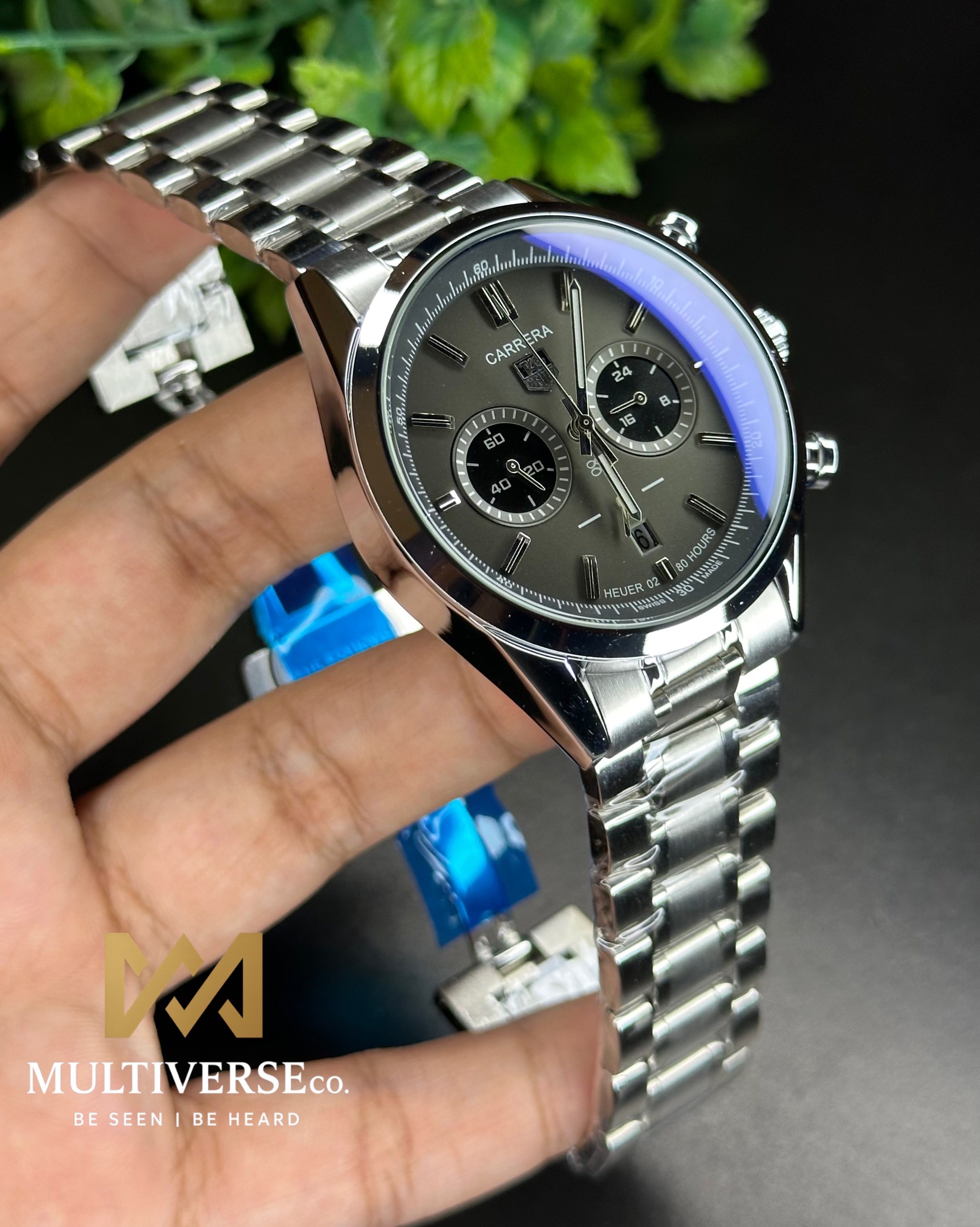 TAG HEUER HERITAGE SPORT CHRONOGRAPH GREY PANDA DIAL STEEL BRACELET (AA)_img_0