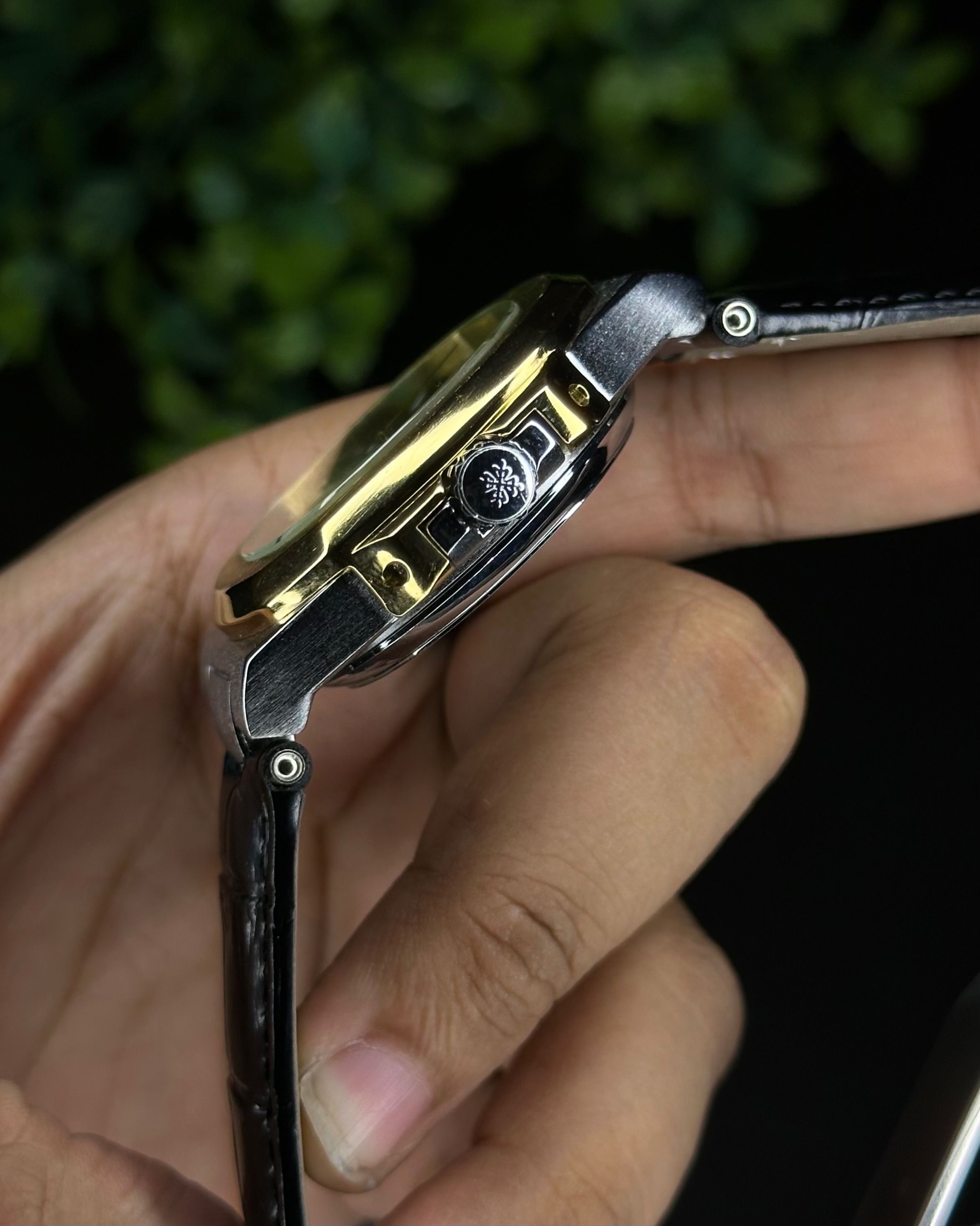PATEK PHILIPPE NAUTILUS SKELETON TWO-TONE BLACK DIAL BLACK BELT (SEMI AAA)_img_4