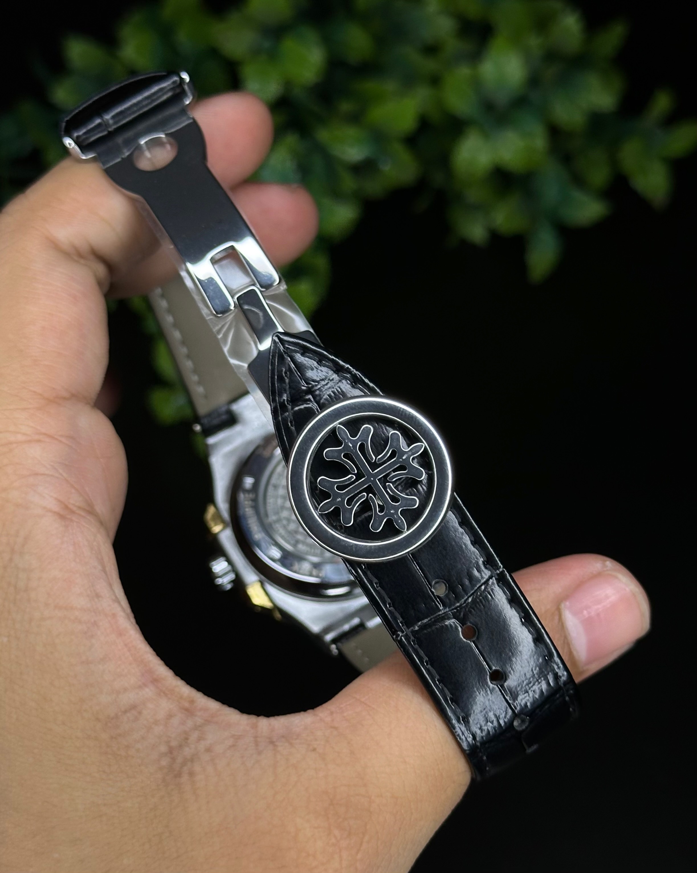 PATEK PHILIPPE NAUTILUS SKELETON TWO-TONE BLACK DIAL BLACK BELT (SEMI AAA)_img_6