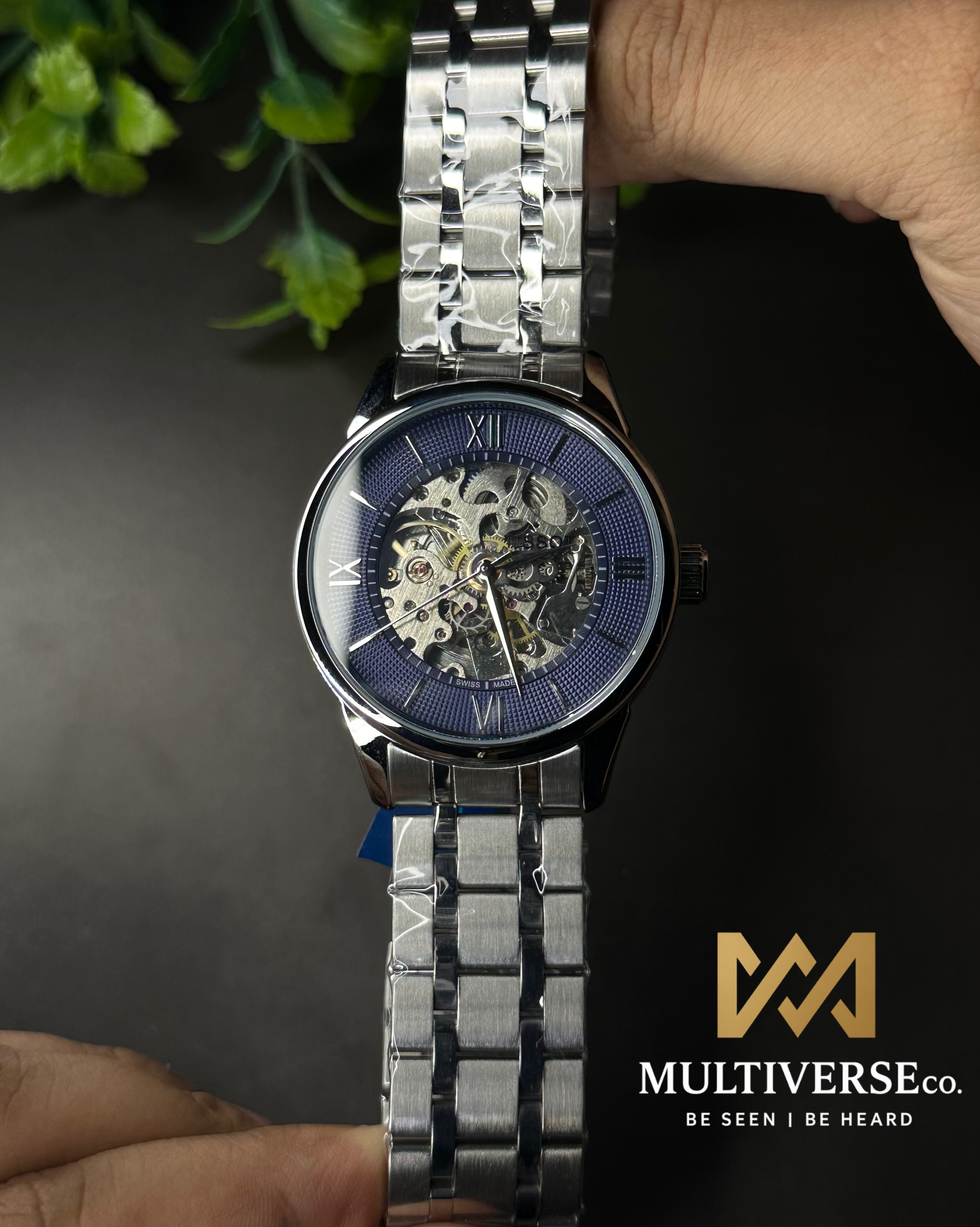 TISSOT CHEMIN DES TOURELLES SKELETON STEEL BLUE DIAL WATCH_img_3