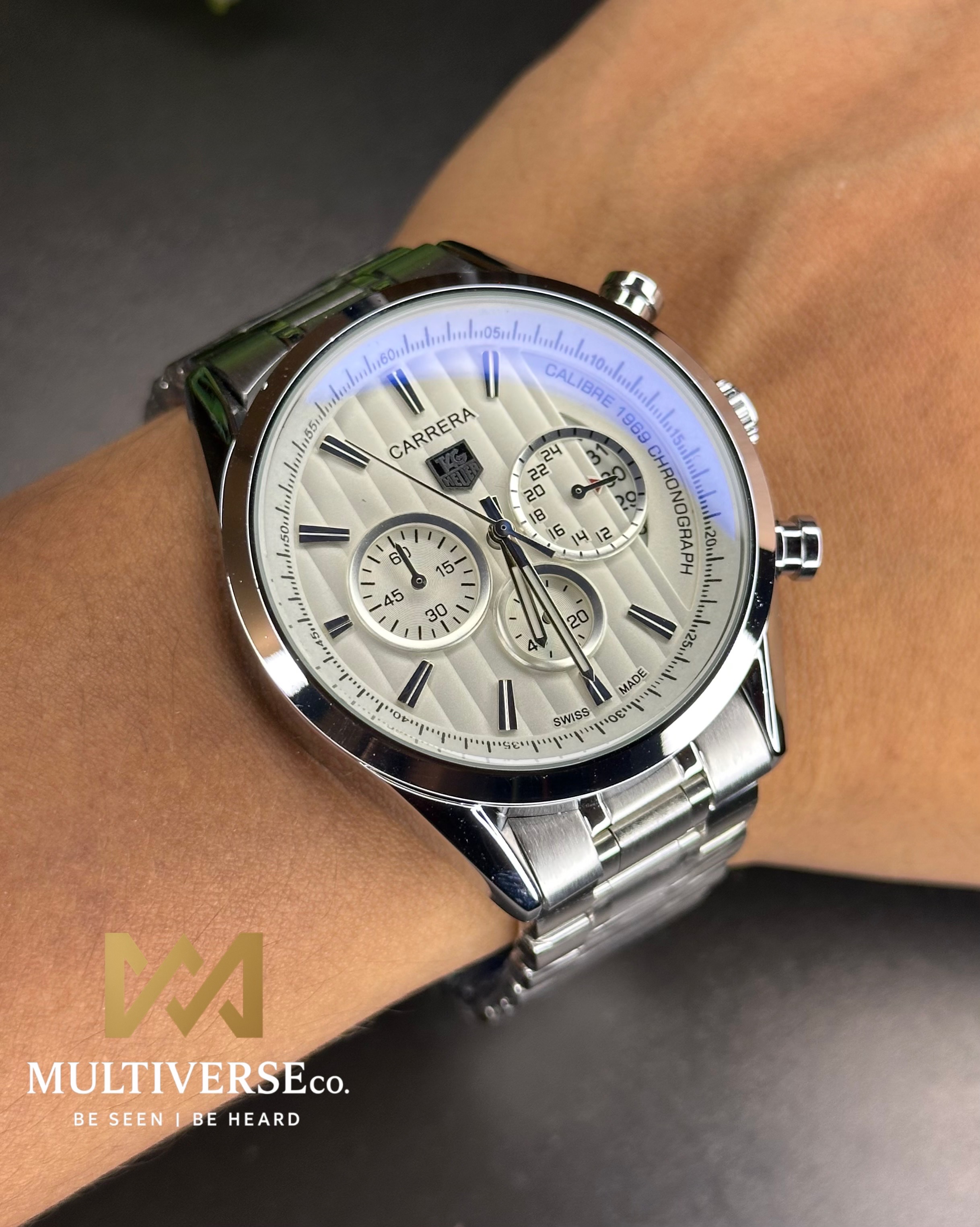 TAG HEUER CARRERA CALIBRE 1969 WHITE DIAL CHRONOGRAPH (AA)_img_8