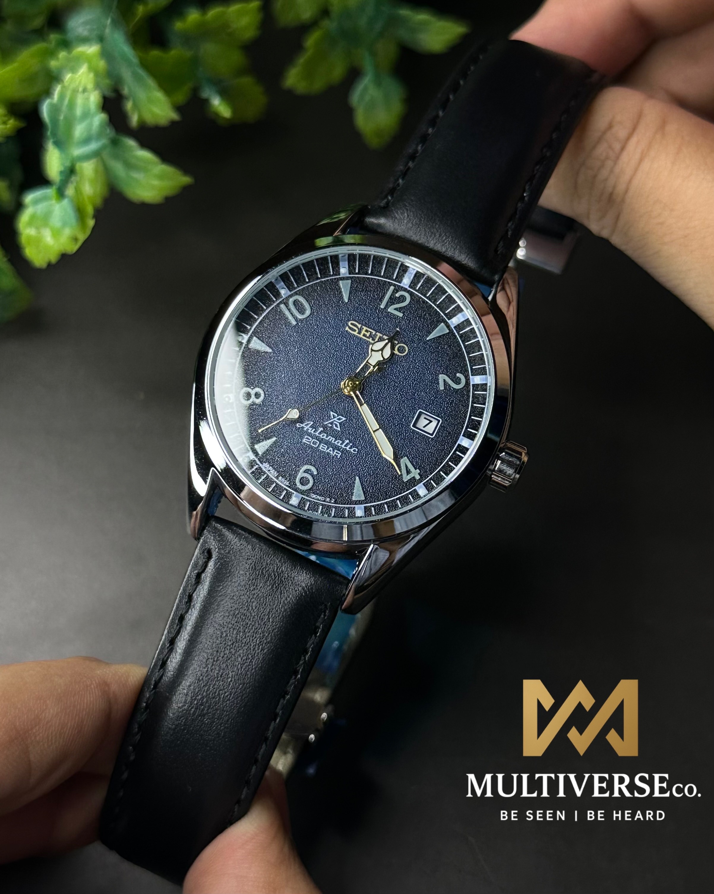 SEIKO PROSPEX ALPINIST AUTOMATIC BLACK LEATHER BLUE DIAL WATCH (AA)