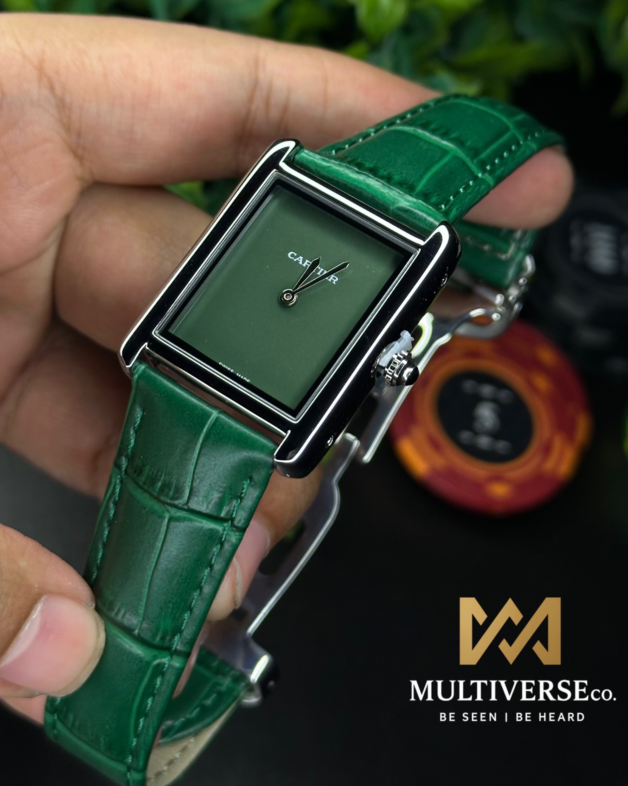 CARTIER TANK | GREEN DIAL GREEN BELT | (AA)