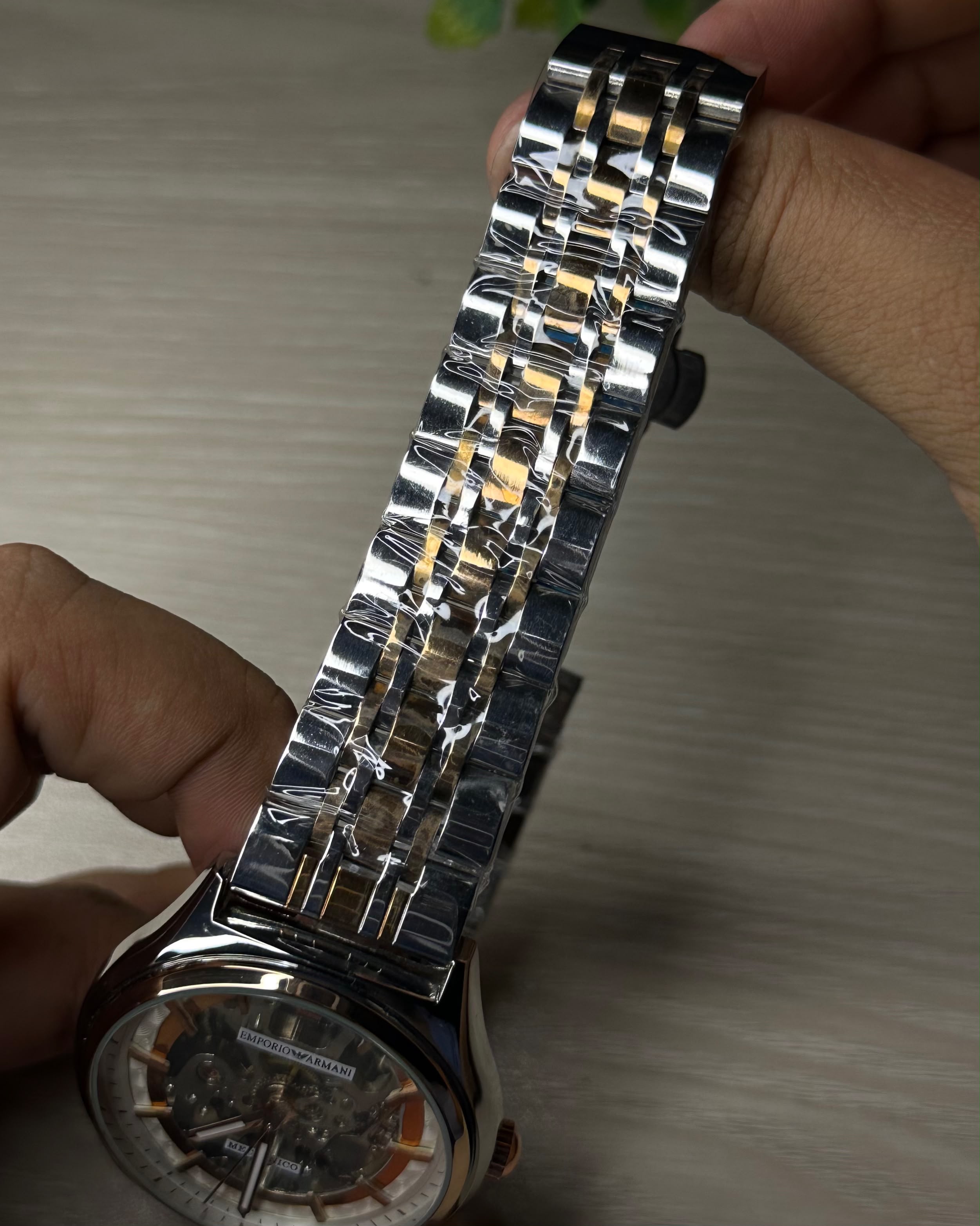 EMPORIO ARMANI SKELETON TWO TONE DIAL TWO TONE CASE WATCH_img_4