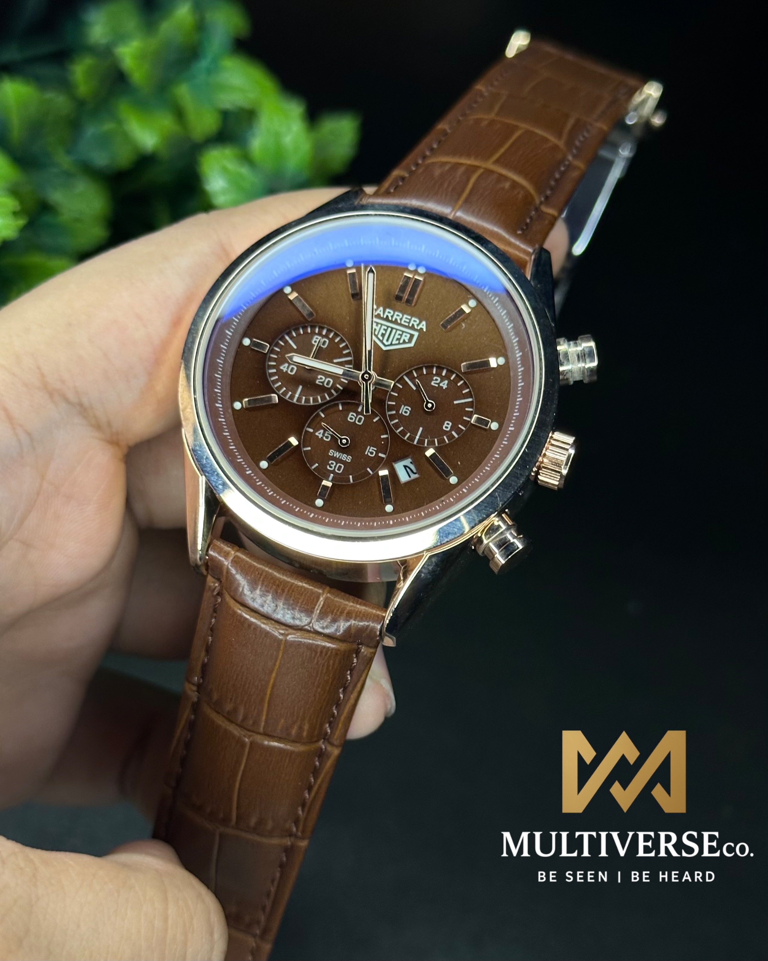 TAG HEUER CARRERA CHRONOGRAPH ROSE GOLD CASE BROWN BELT BROWN DIAL (AA)_img_0