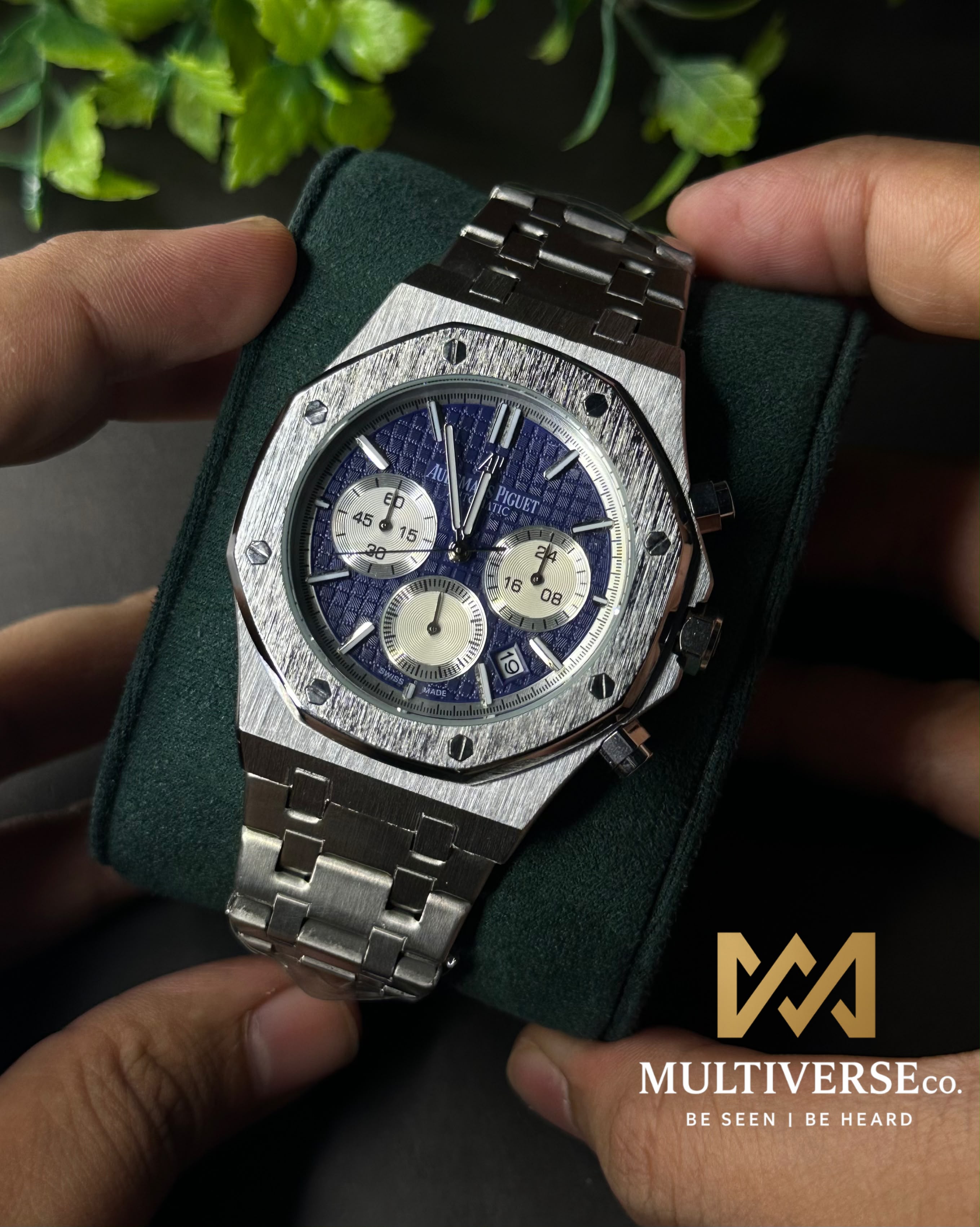 AP ROYAL OAK CHRONO SILVER TONE BLUE DIAL WATCH_img_0