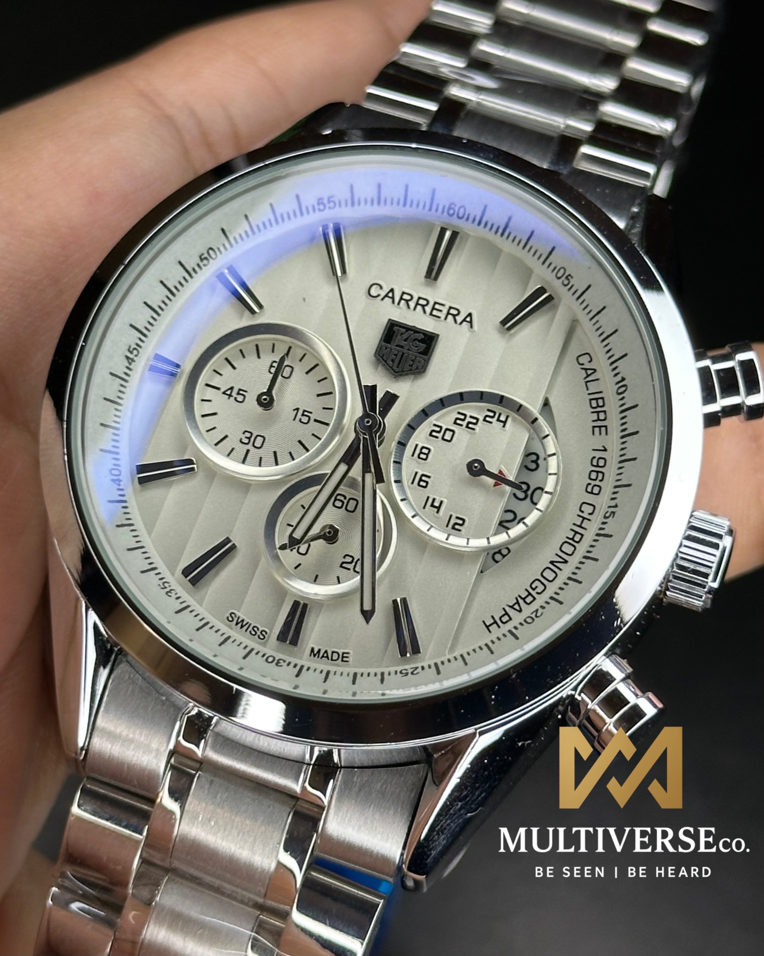 TAG HEUER CARRERA CALIBRE 1969 WHITE DIAL CHRONOGRAPH (AA)_img_5
