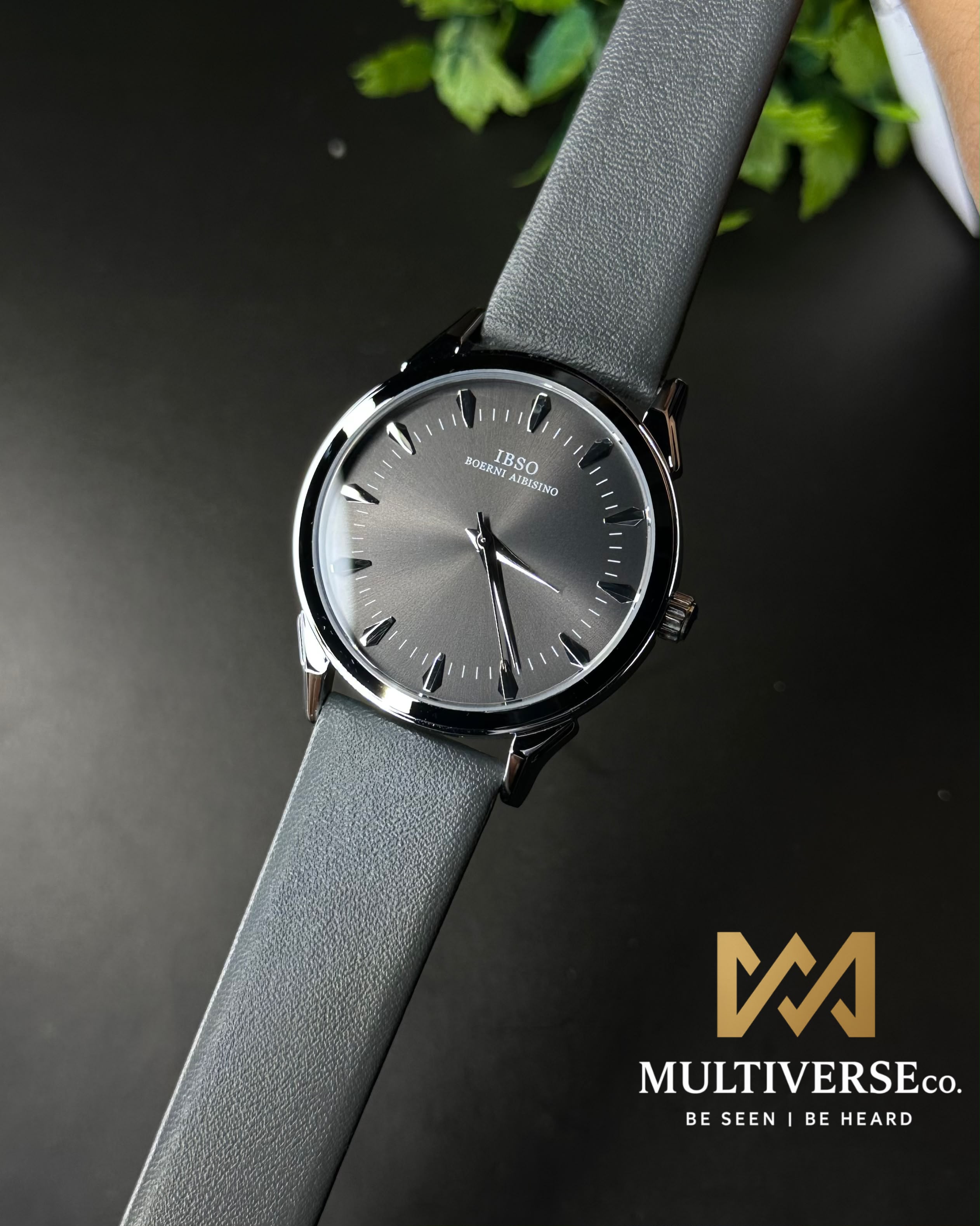 IBSO FACETED ARROWHEAD DIAL GREY LEATHER GREY DIAL WATCH S1388G_img_0