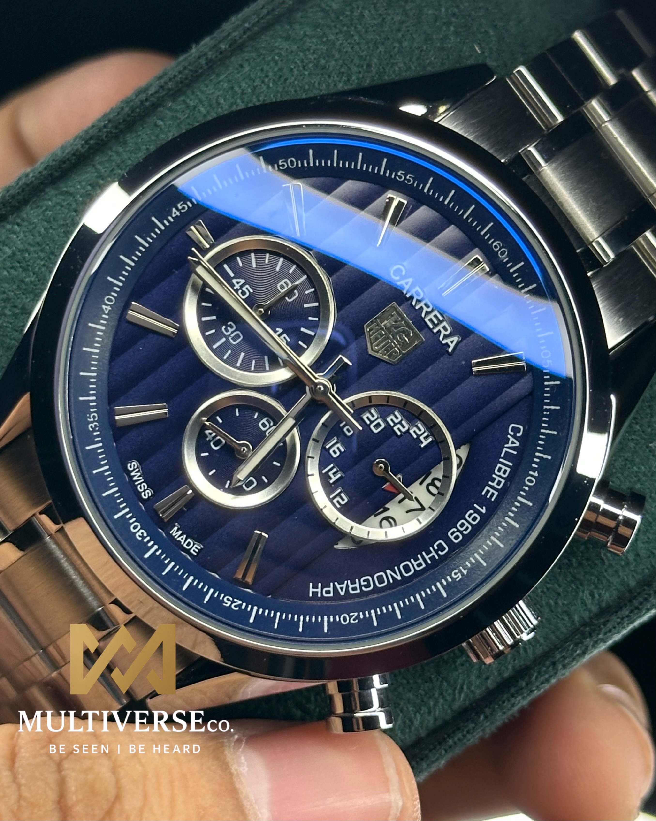 TAG HEUER CARRERA CALIBRE 1969 BLUE DIAL CHRONOGRAPH (AA)_img_1