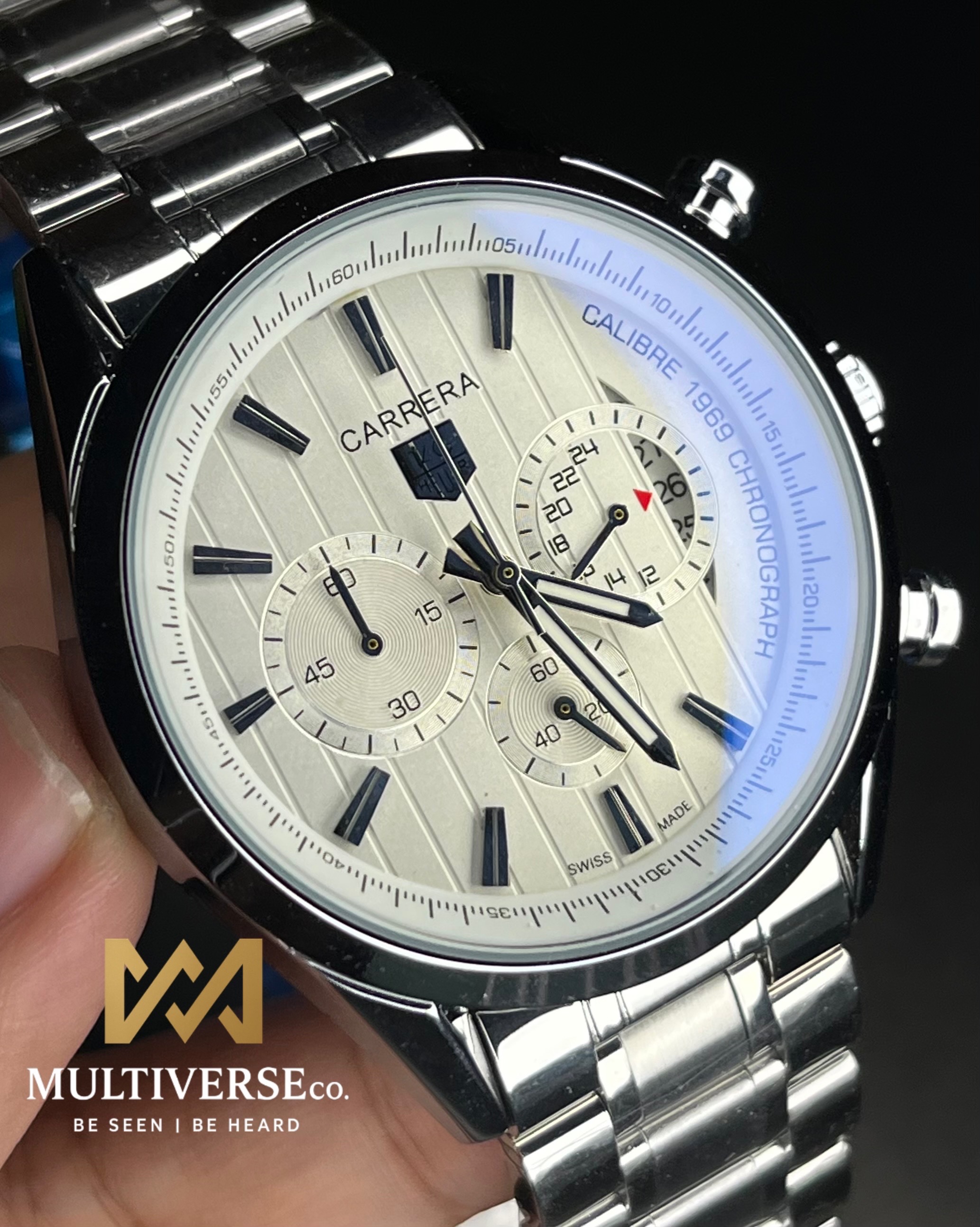 TAG HEUER CARRERA CALIBRE 1969 WHITE DIAL CHRONOGRAPH (AA)_img_1