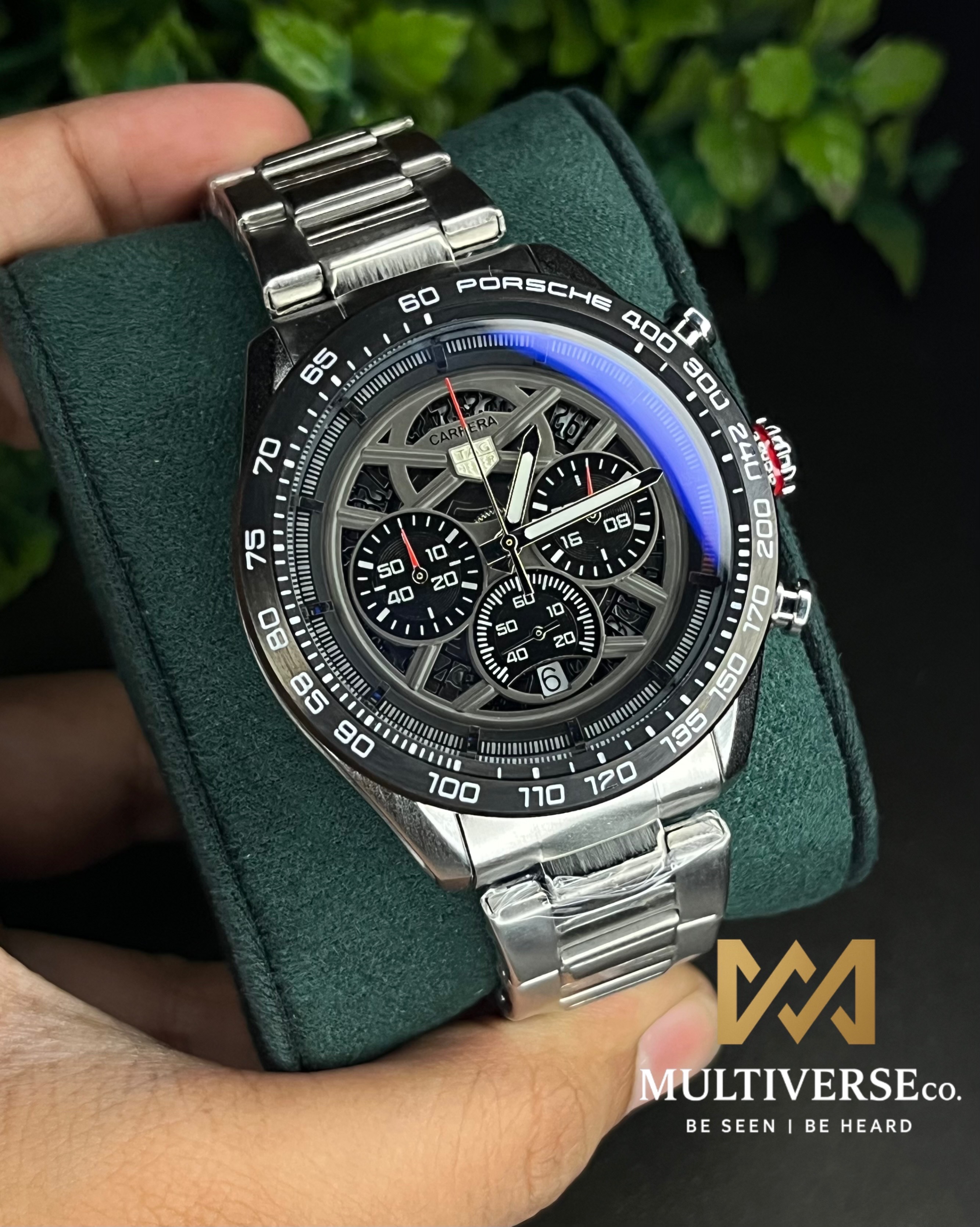 TAG HEUER PORSHCE DESIGN | CHRONOGRAPH | BLACK DIAL SILVER CHAIN (AA)_img_0
