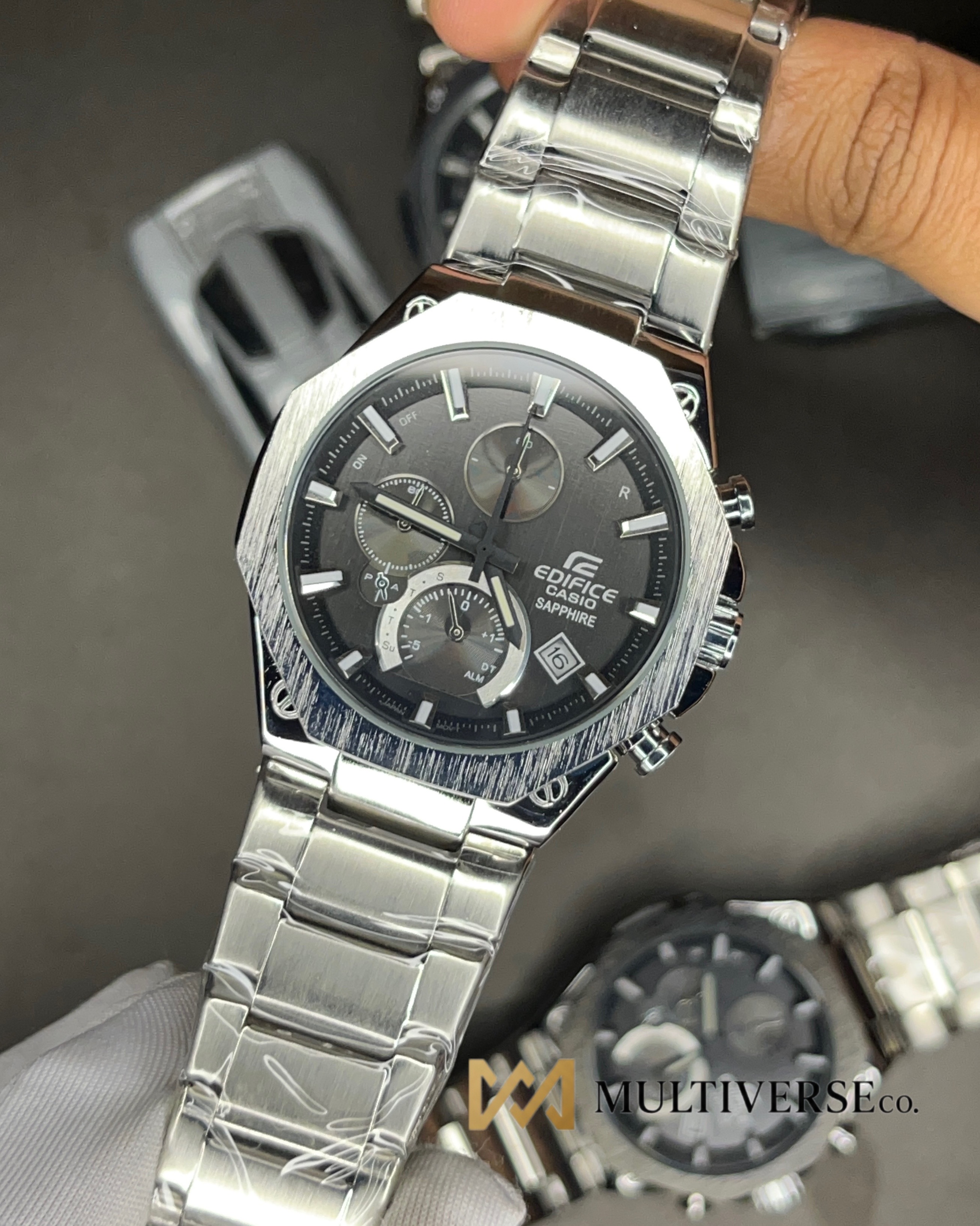 CASIO EDIFICE | CHRONOGRAPH | BLACK DIAL | SILVER BEZEL (AA)_img_0