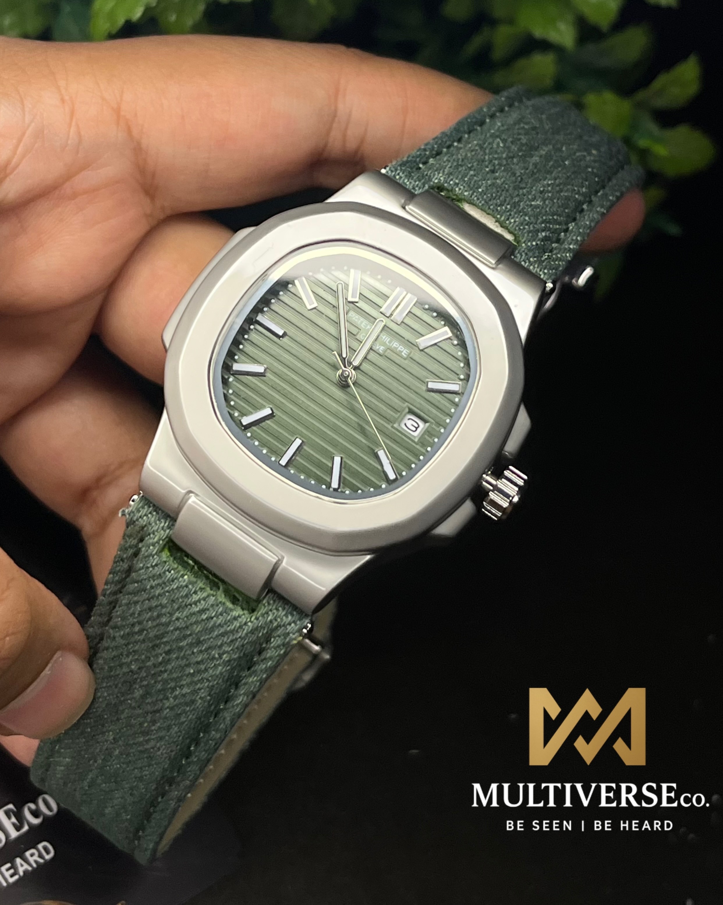 PATEK PHILIPPE NAUTILUS DENIM JEANS GREEN DIAL (AA)_img_0