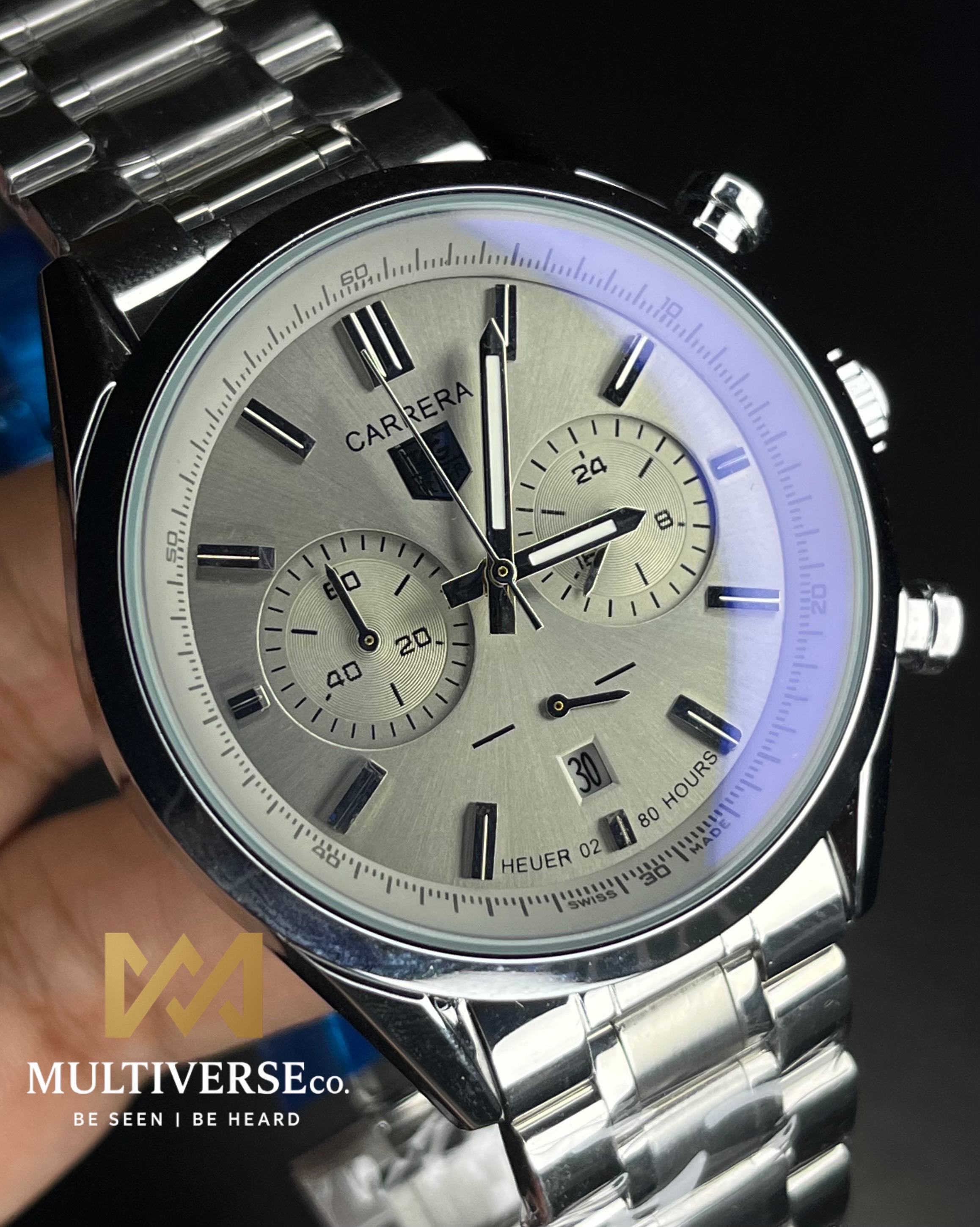 TAG HEUER HERITAGE SPORT CHRONOGRAPH GREY DIAL STEEL BRACELET (AA)_img_1