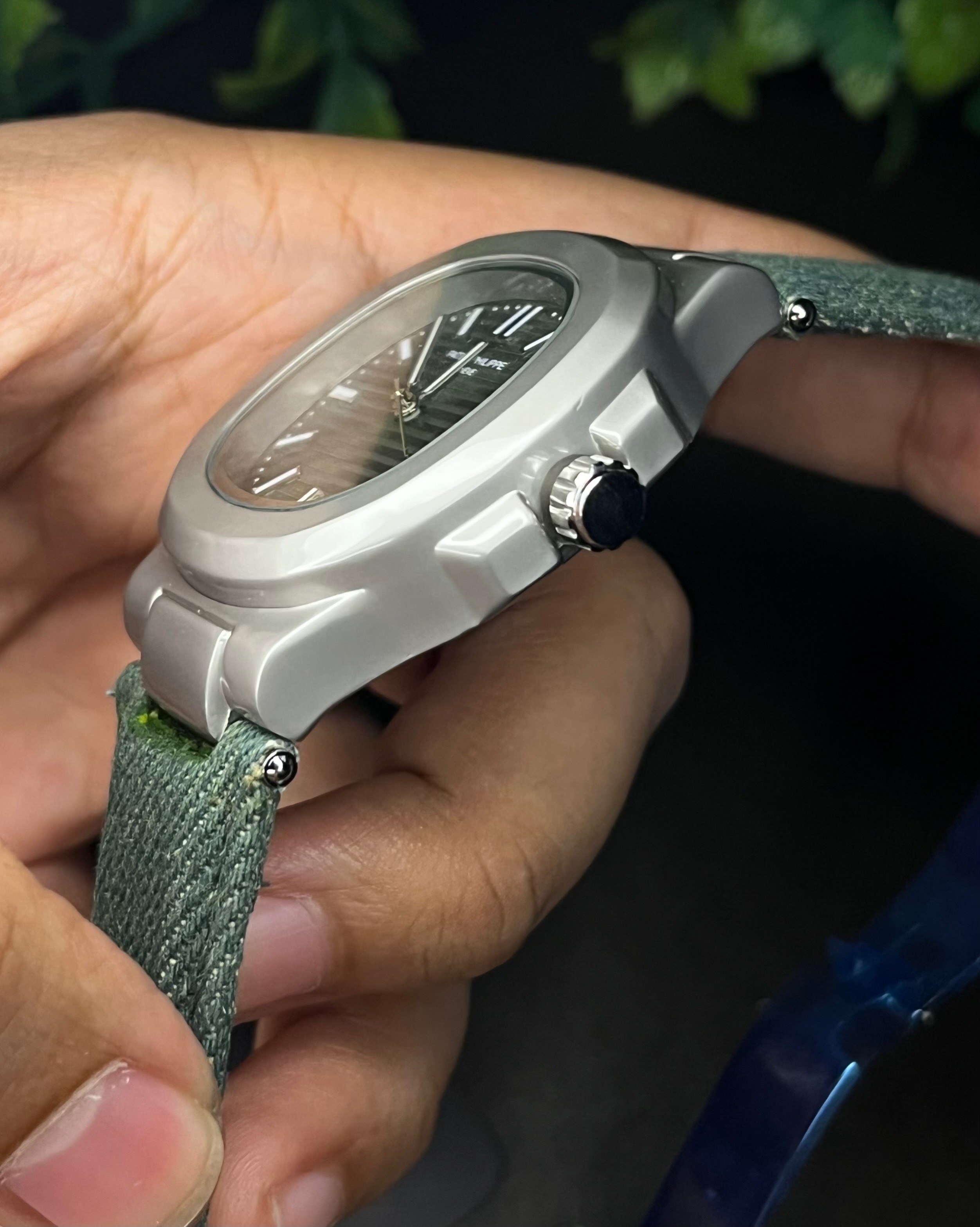 PATEK PHILIPPE NAUTILUS DENIM JEANS GREEN DIAL (AA)_img_2