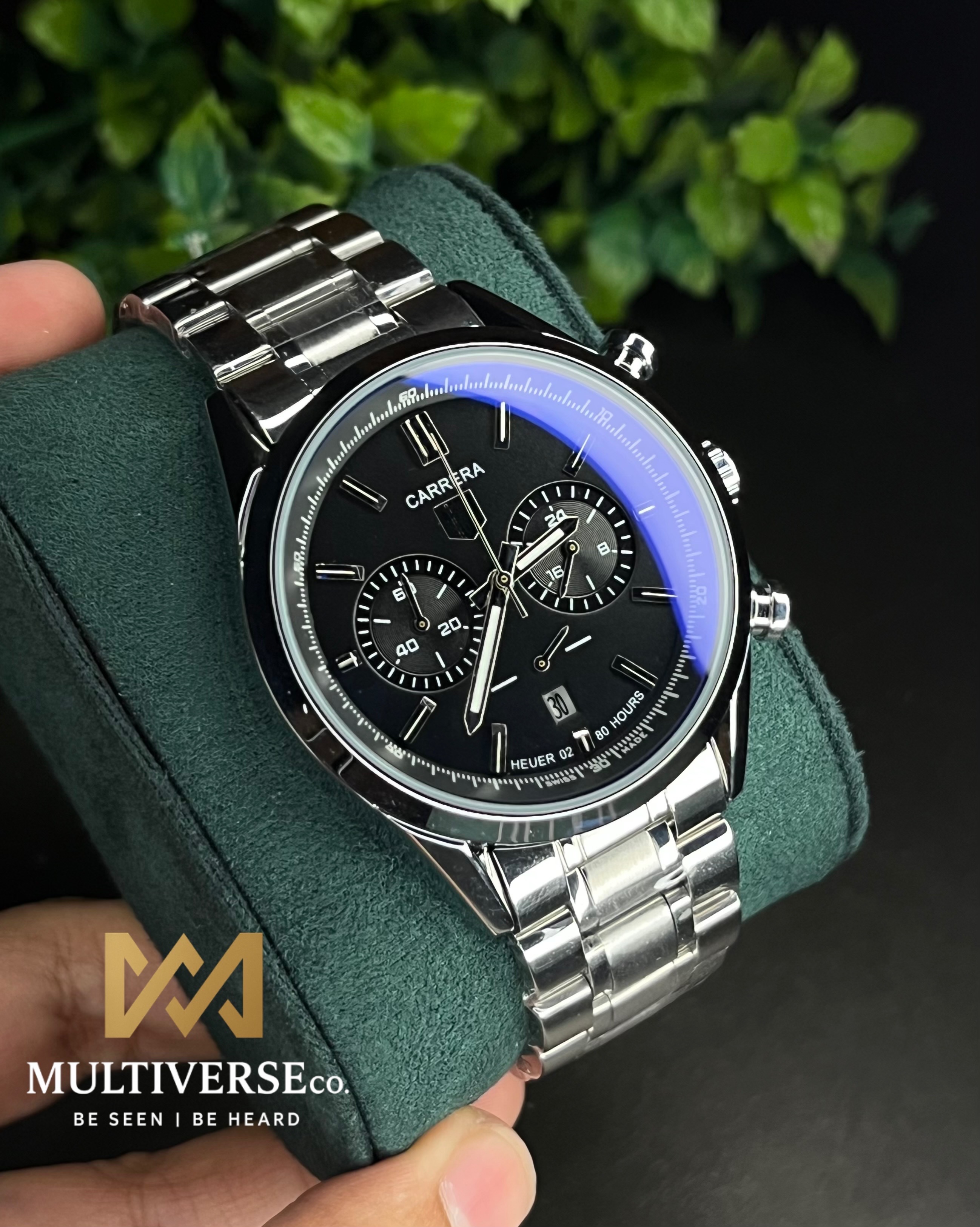 TAG HEUER HERITAGE SPORT CHRONOGRAPH BLACK DIAL STEEL BRACELET (AA)_img_0