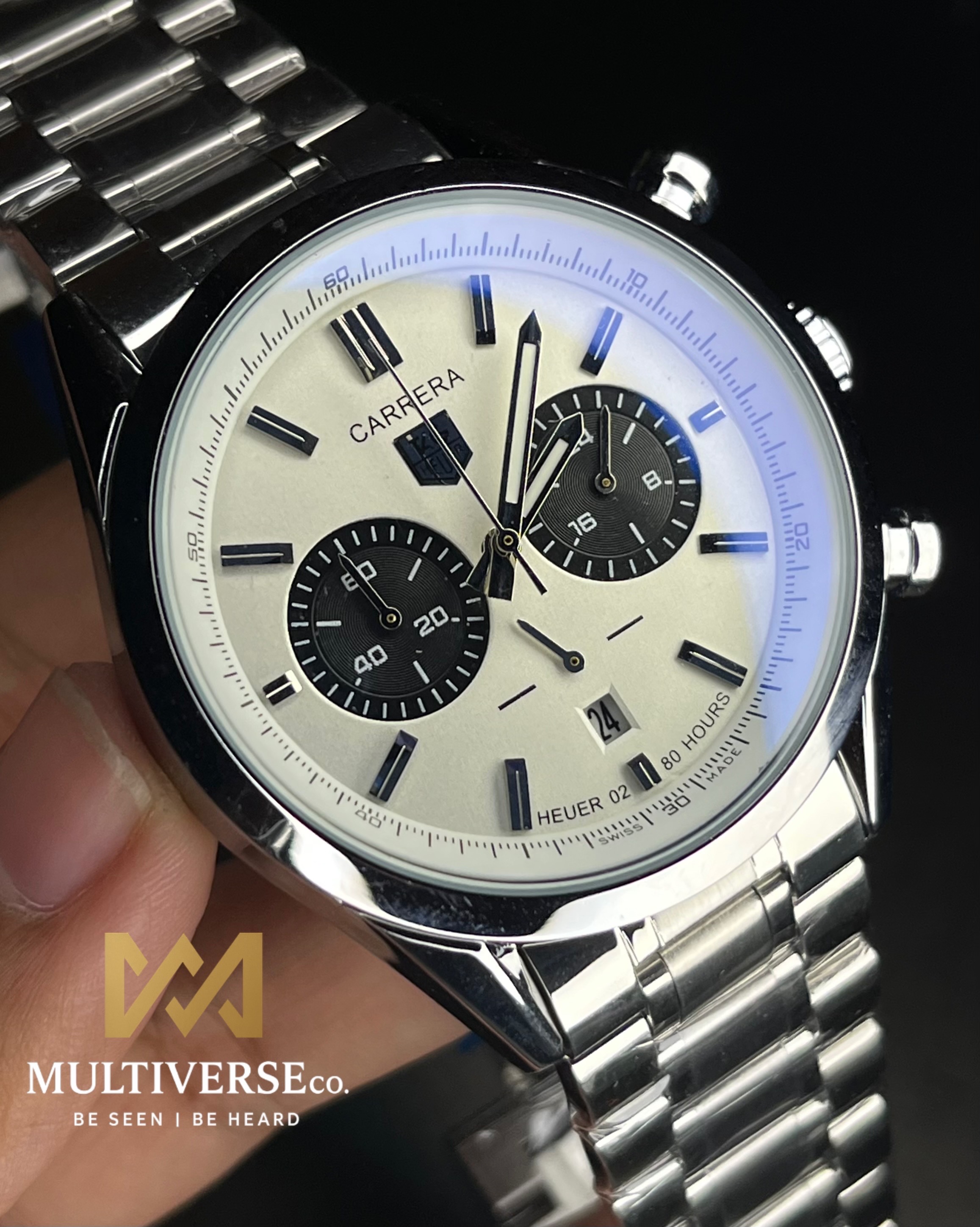 TAG HEUER HERITAGE SPORT CHRONOGRAPH PANDA DIAL STEEL BRACELET (AA)_img_1