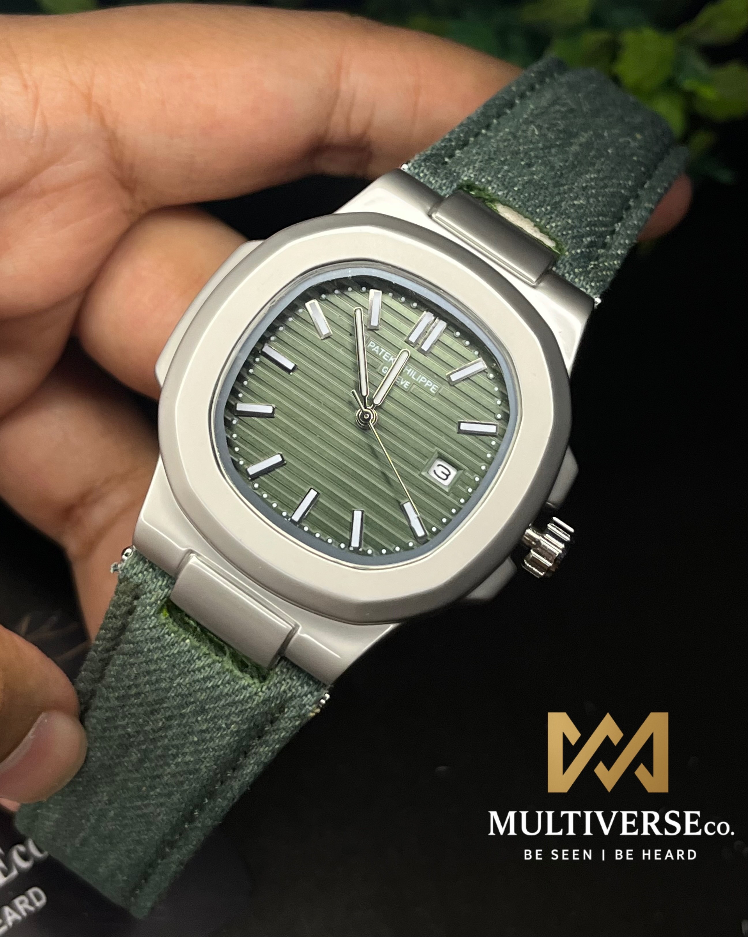 PATEK PHILIPPE NAUTILUS DENIM JEANS GREEN DIAL (AA)_img_1
