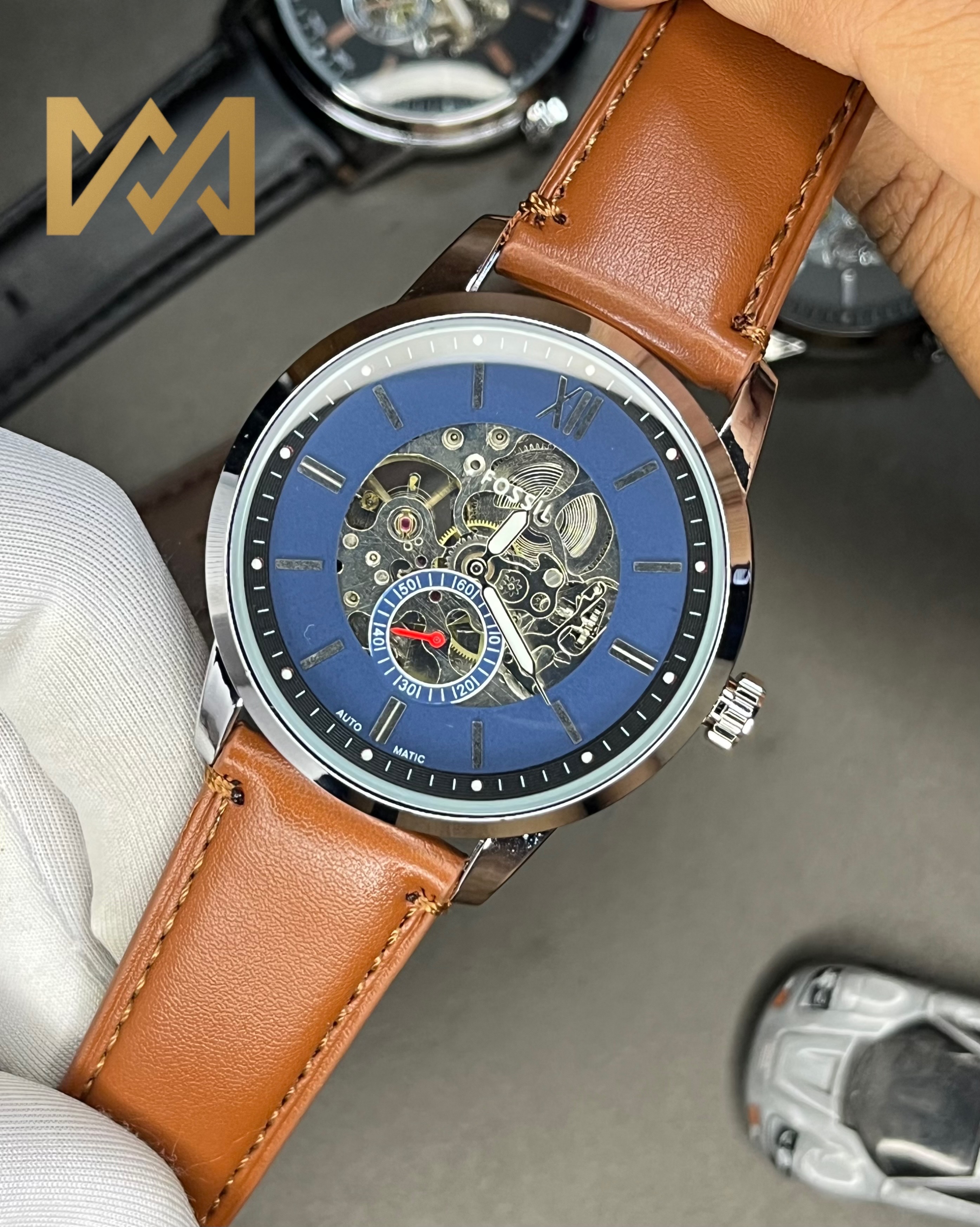 FOSSIL TOWNSMAN AUTOMATIC | BLUE DIAL | BROWN BELT (AA)_img_0
