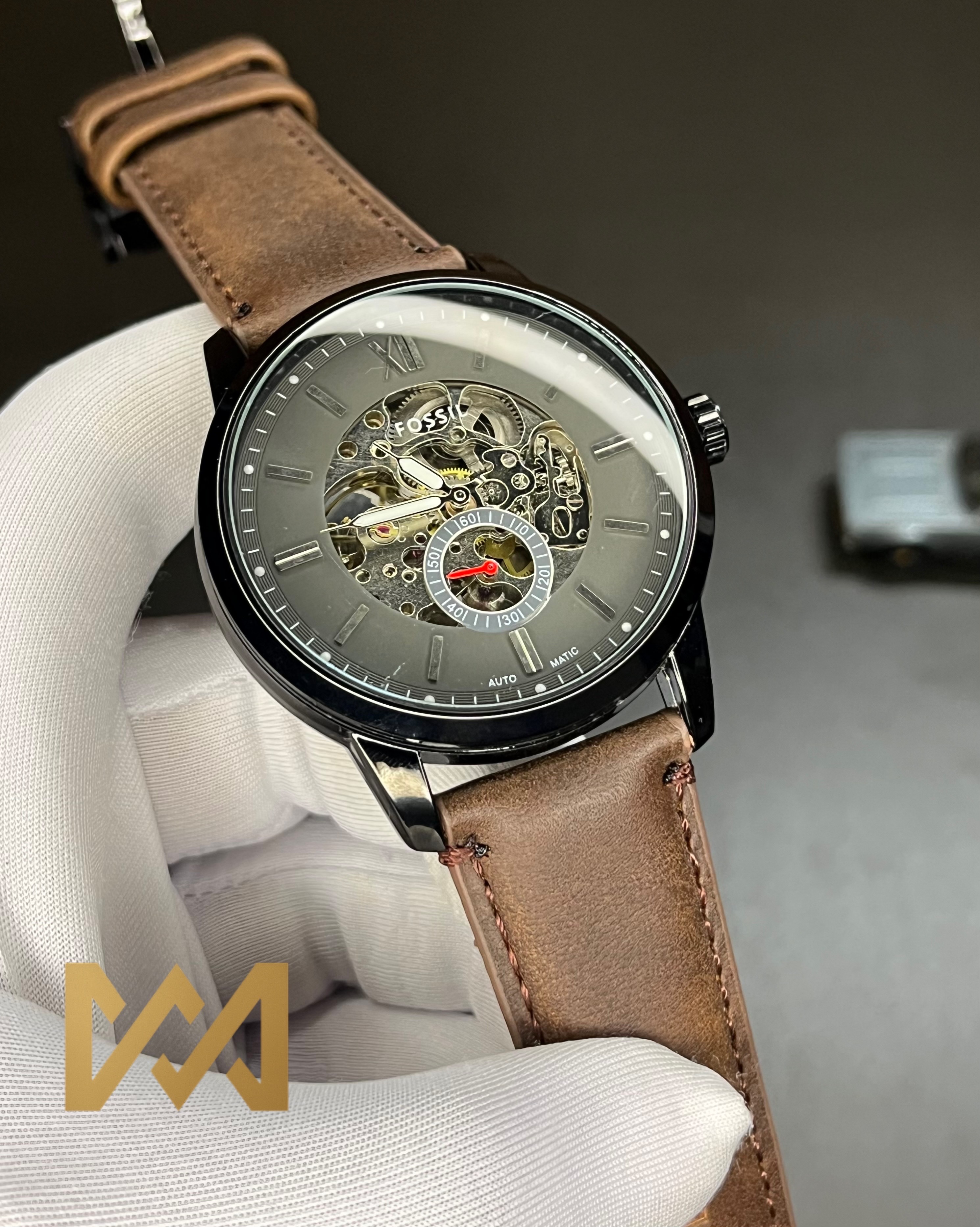 FOSSIL TOWNSMAN AUTOMATIC | GREY DIAL | CHOCOLATE BELT (AA)_img_1