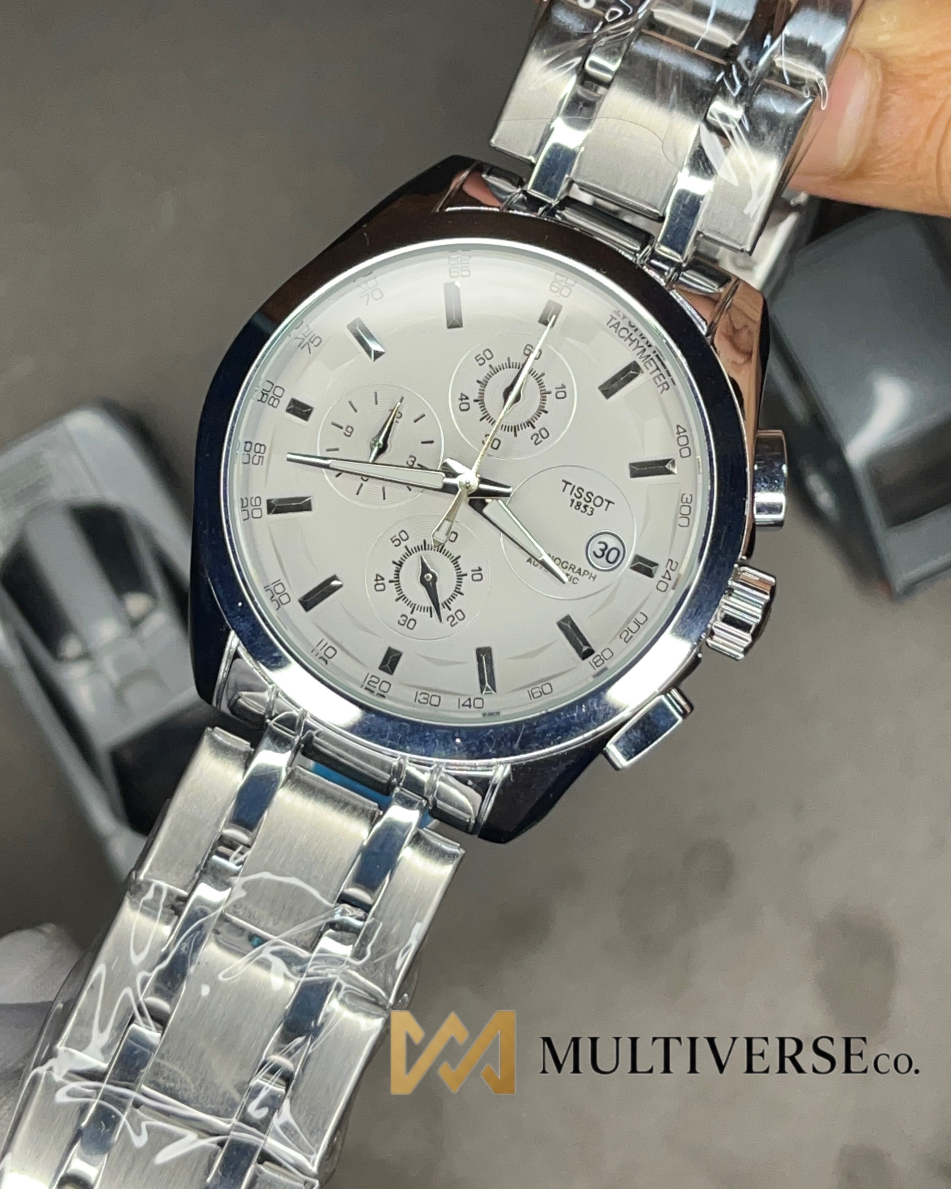 TISSOT CHRONOGRAPH | SILVER CHAIN | WHITE DIAL (AA)_img_0