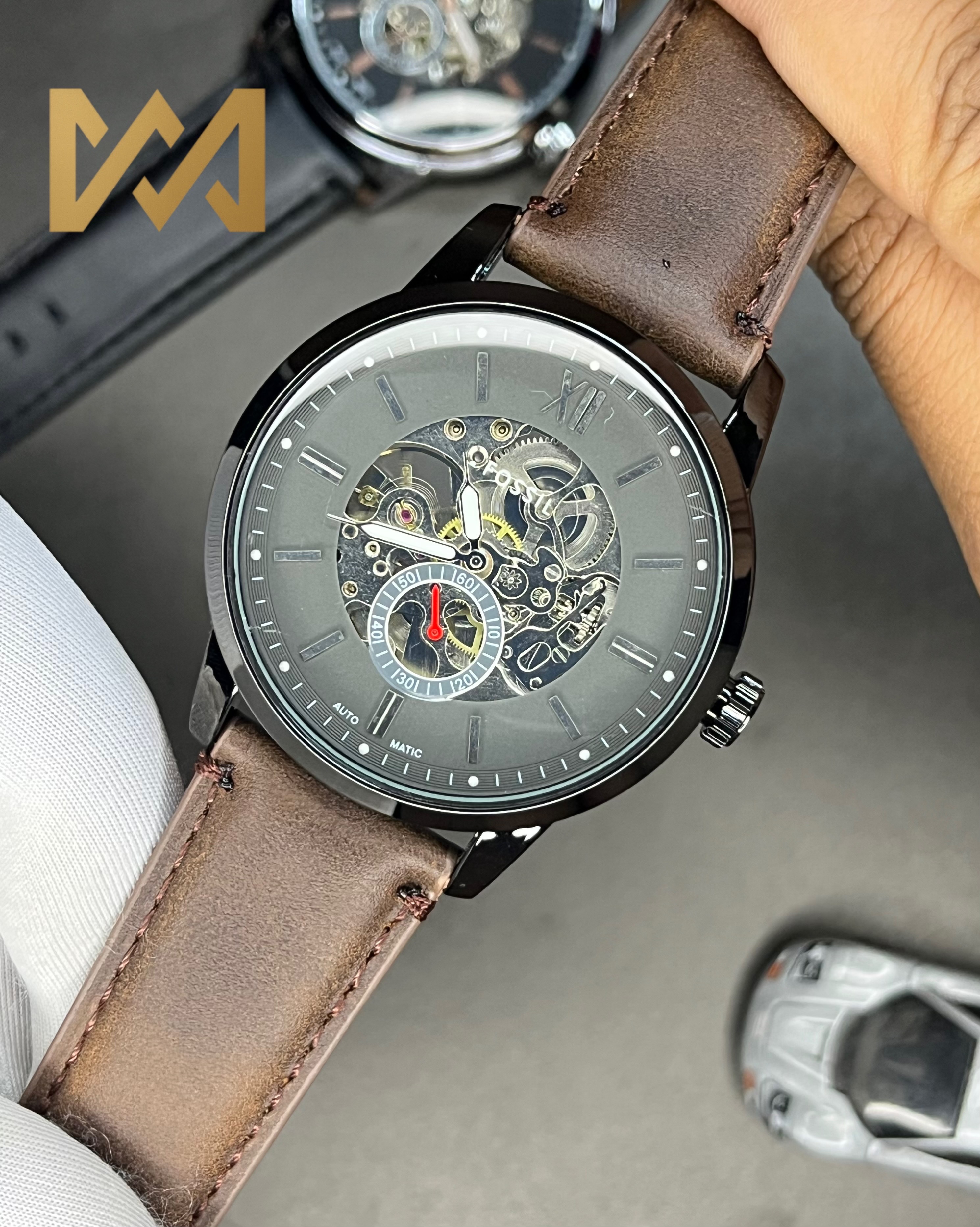 FOSSIL TOWNSMAN AUTOMATIC | GREY DIAL | CHOCOLATE BELT (AA)_img_0
