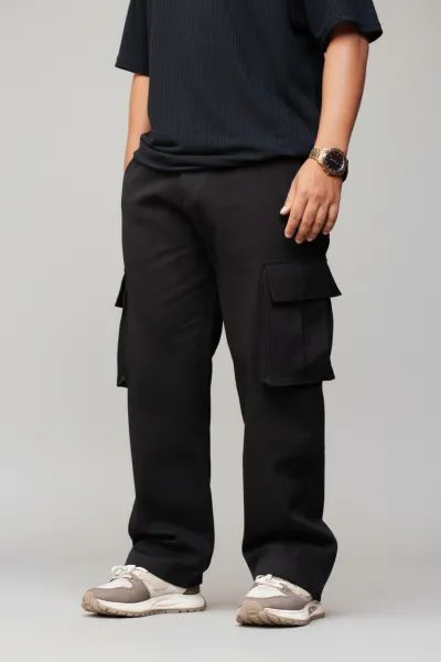 Black Colour 6 Pocket Baggy Pants_img_1