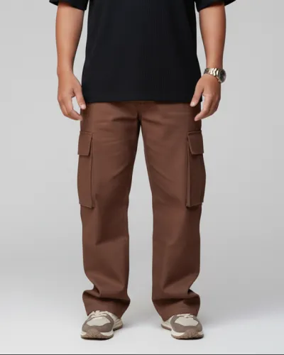 Coffee Colour 6 Pocket Baggy Pants_img_0