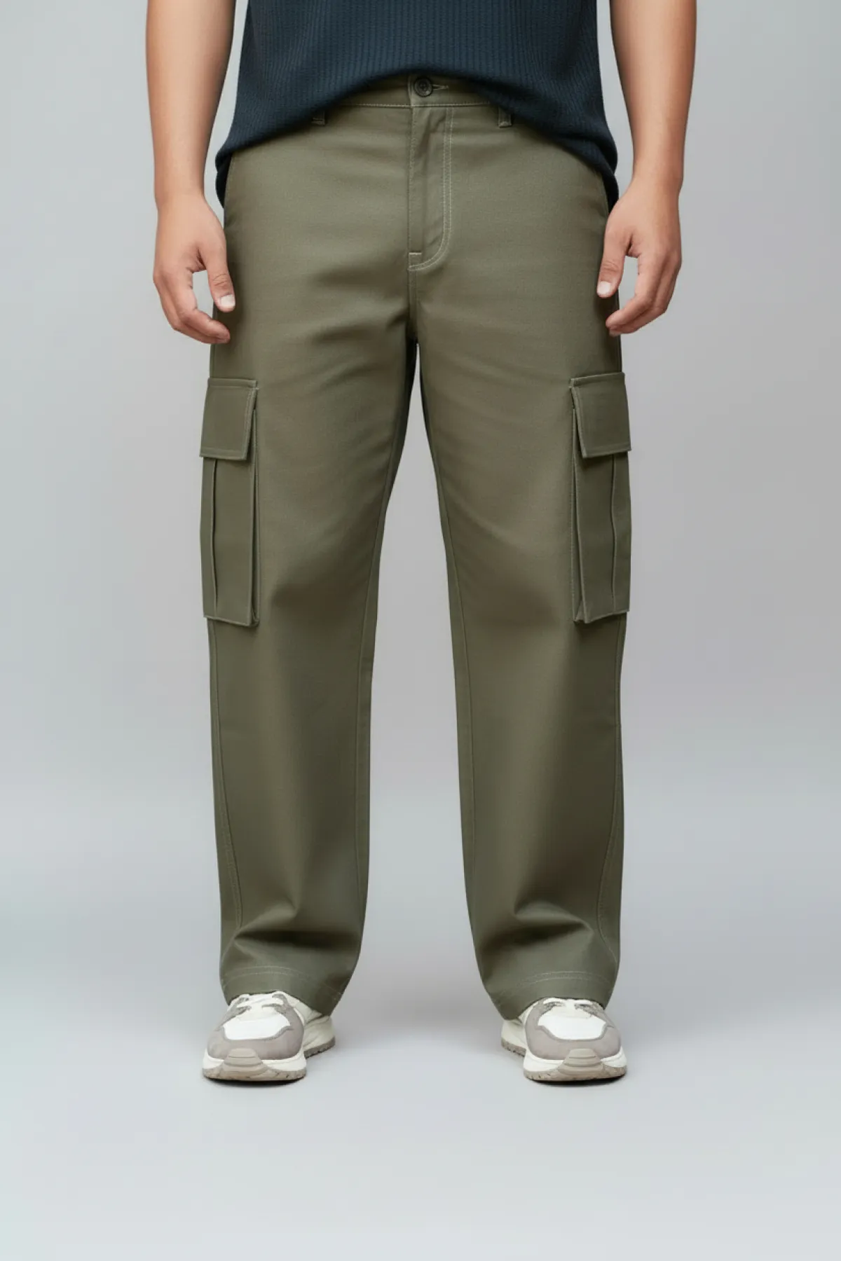 Olive Colour 6 Pocket Baggy Pants