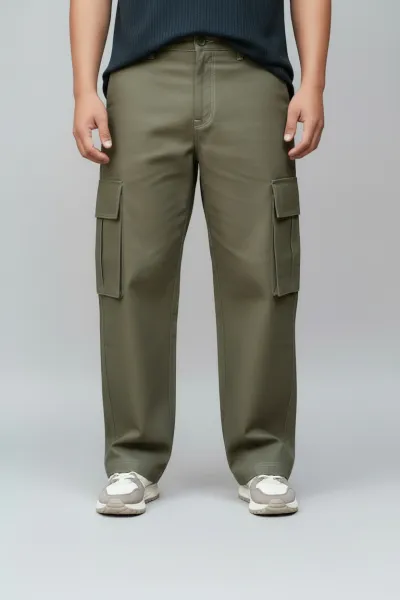 Olive Colour 6 Pocket Baggy Pants_img_0