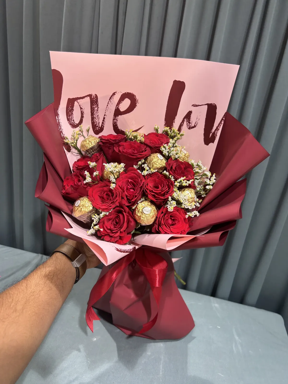 Chocolate within red flowers
