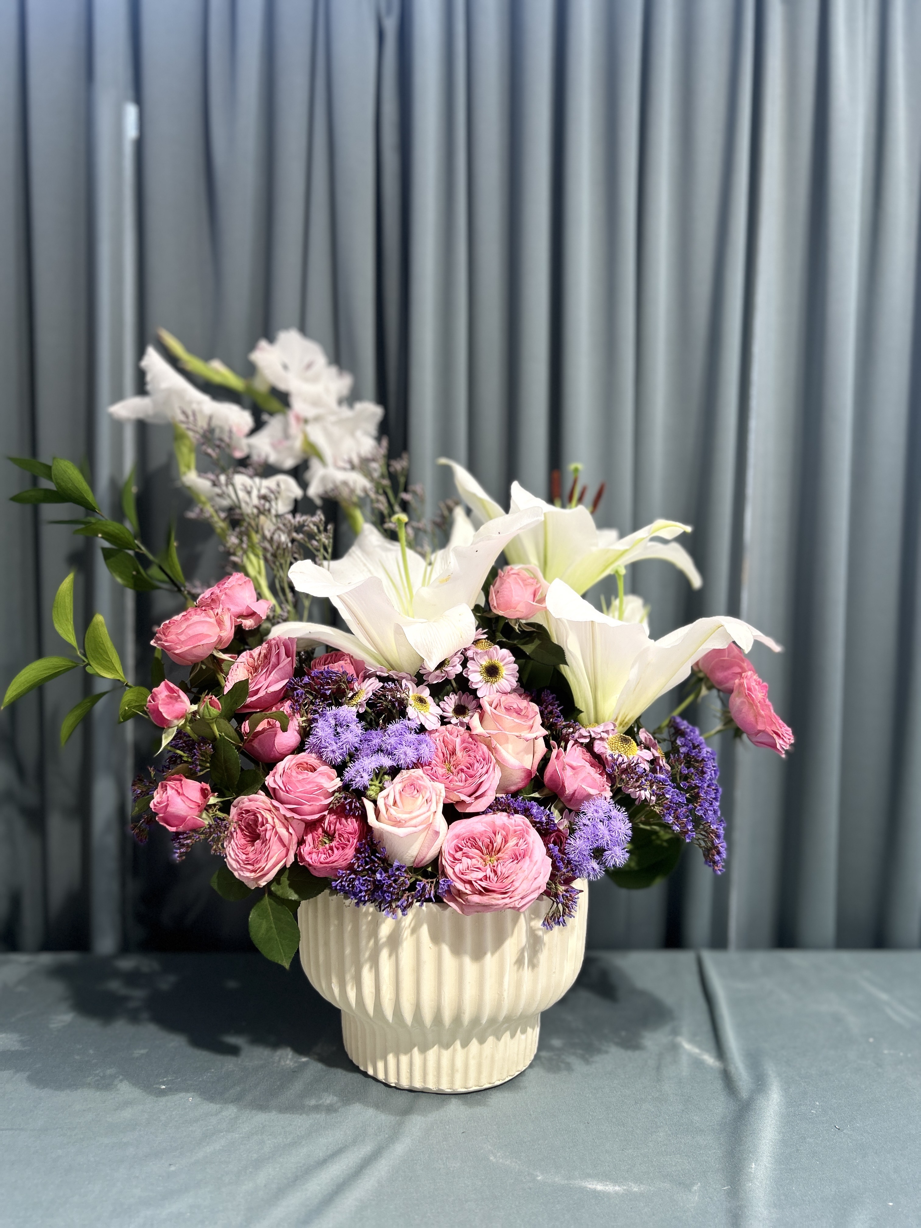Multiple type and colors fresh flowers vase