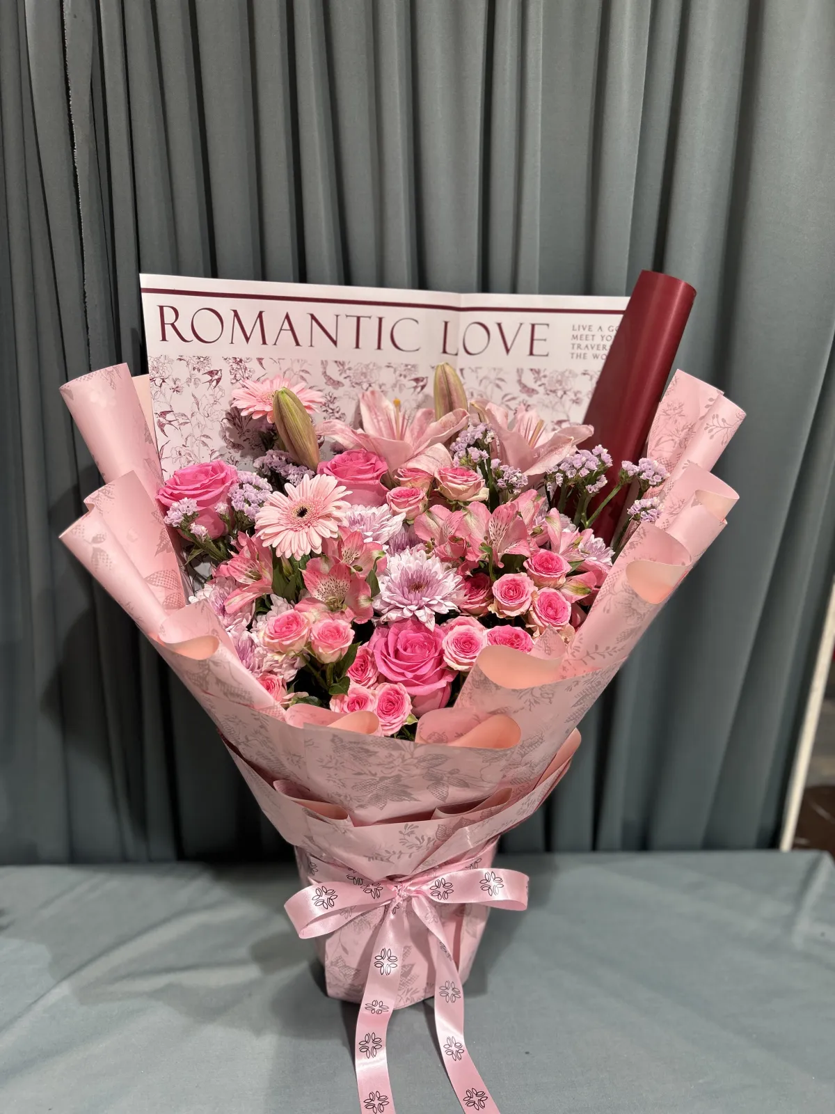 Pink multiple type flowers stunning bouquet