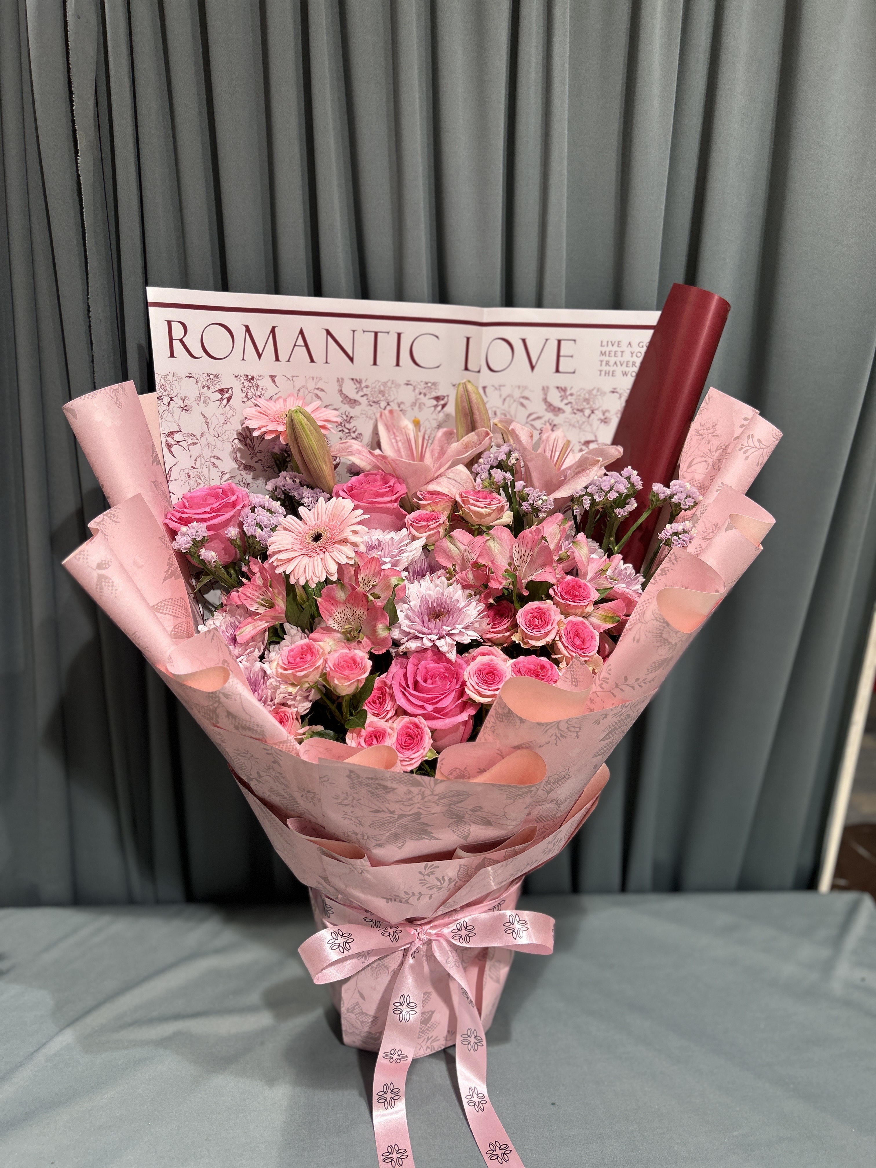 Pink multiple type flowers stunning bouquet