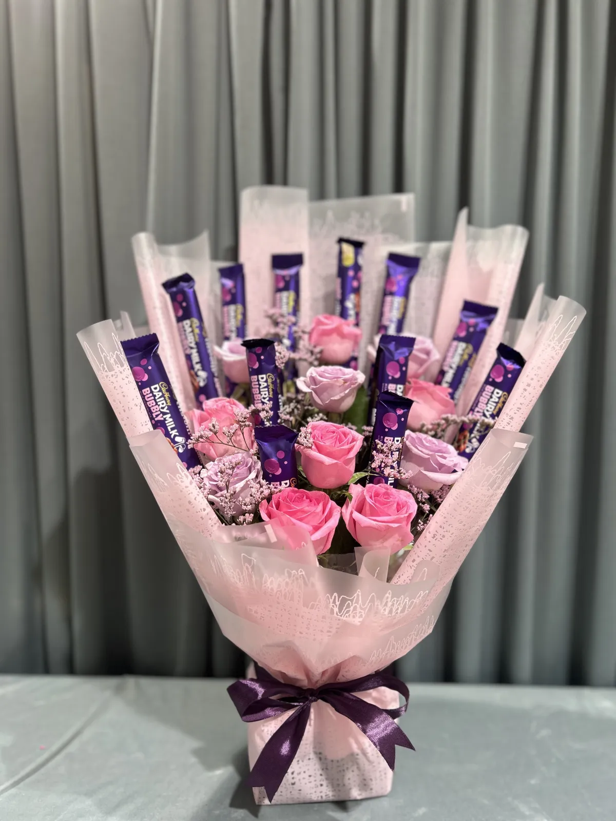chocolate with fresh flowers