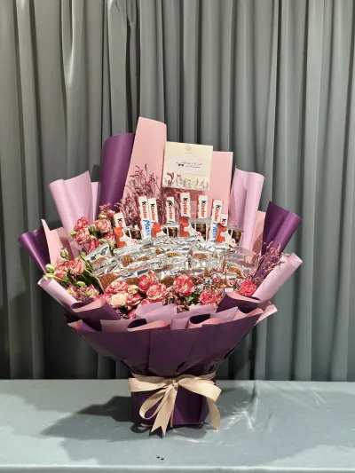 chocolates with baby roses stunning bouquet_img_1