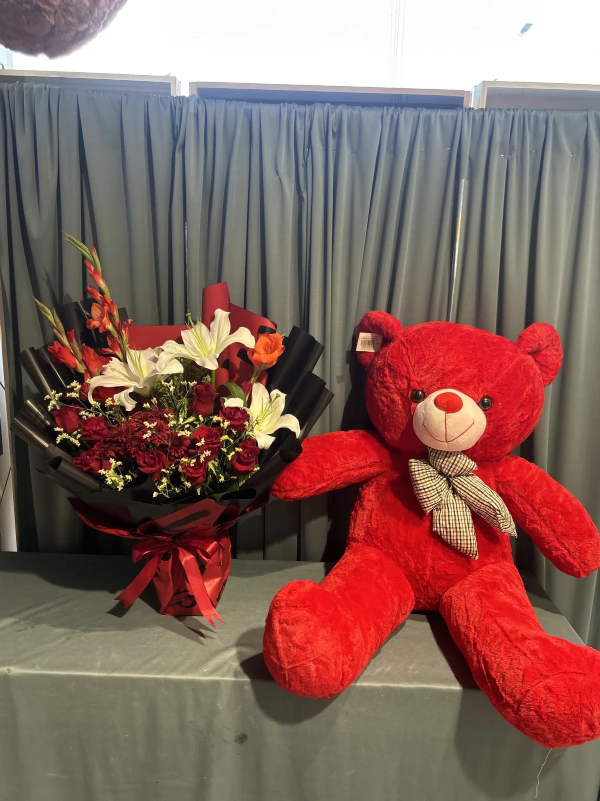 Teddy with flowers bouquet